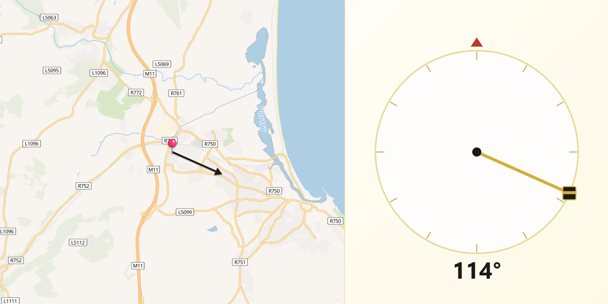 Qibla Direction from Rathnew
