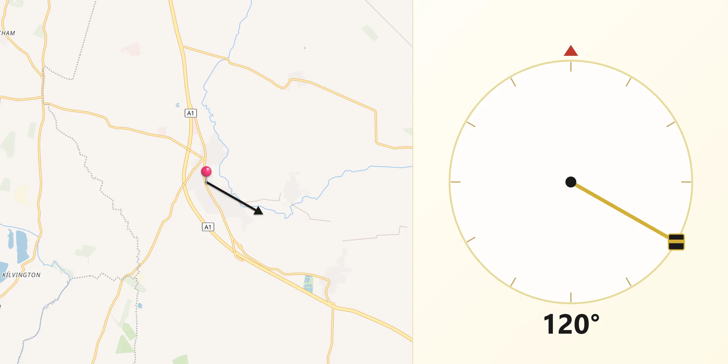 Qibla Direction from Long Bennington
