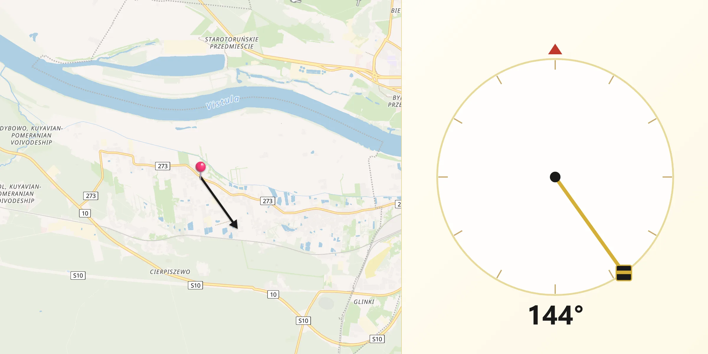 Kierunek Qibla z Wielka Nieszawka