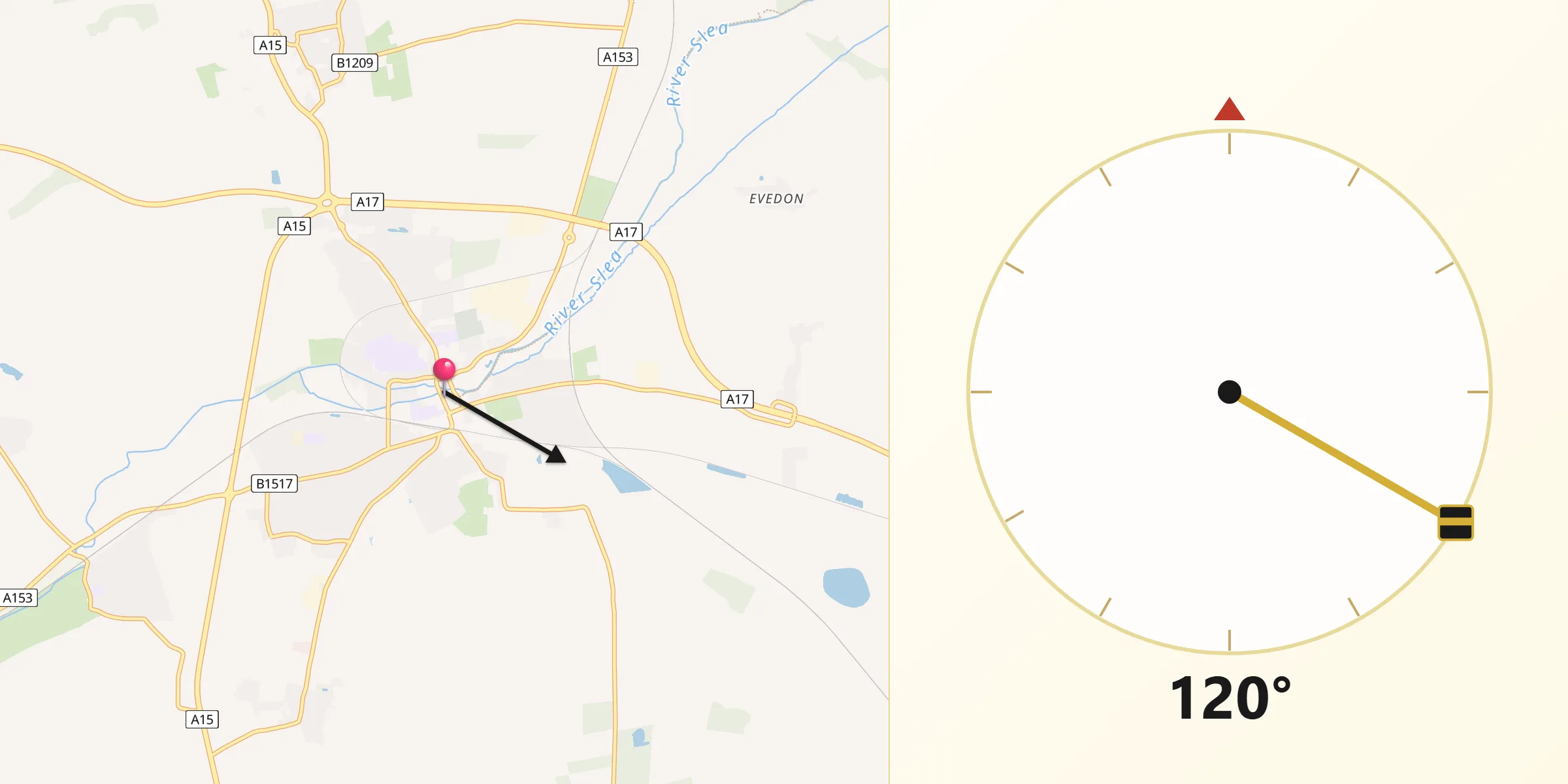 Qibla Direction from Sleaford