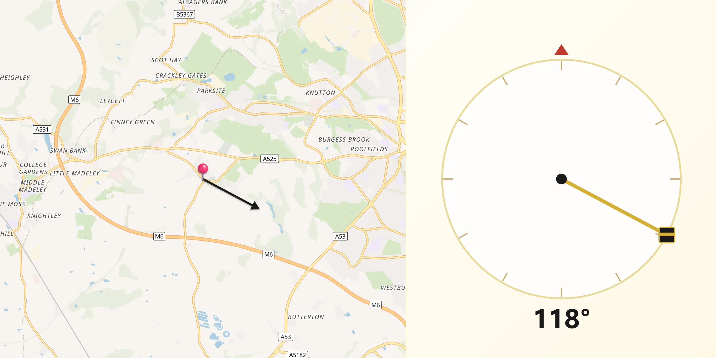 Qibla Direction from Keele