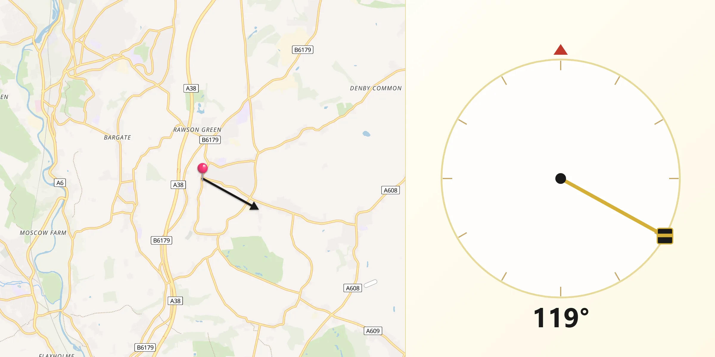 Qibla Direction from Kilburn