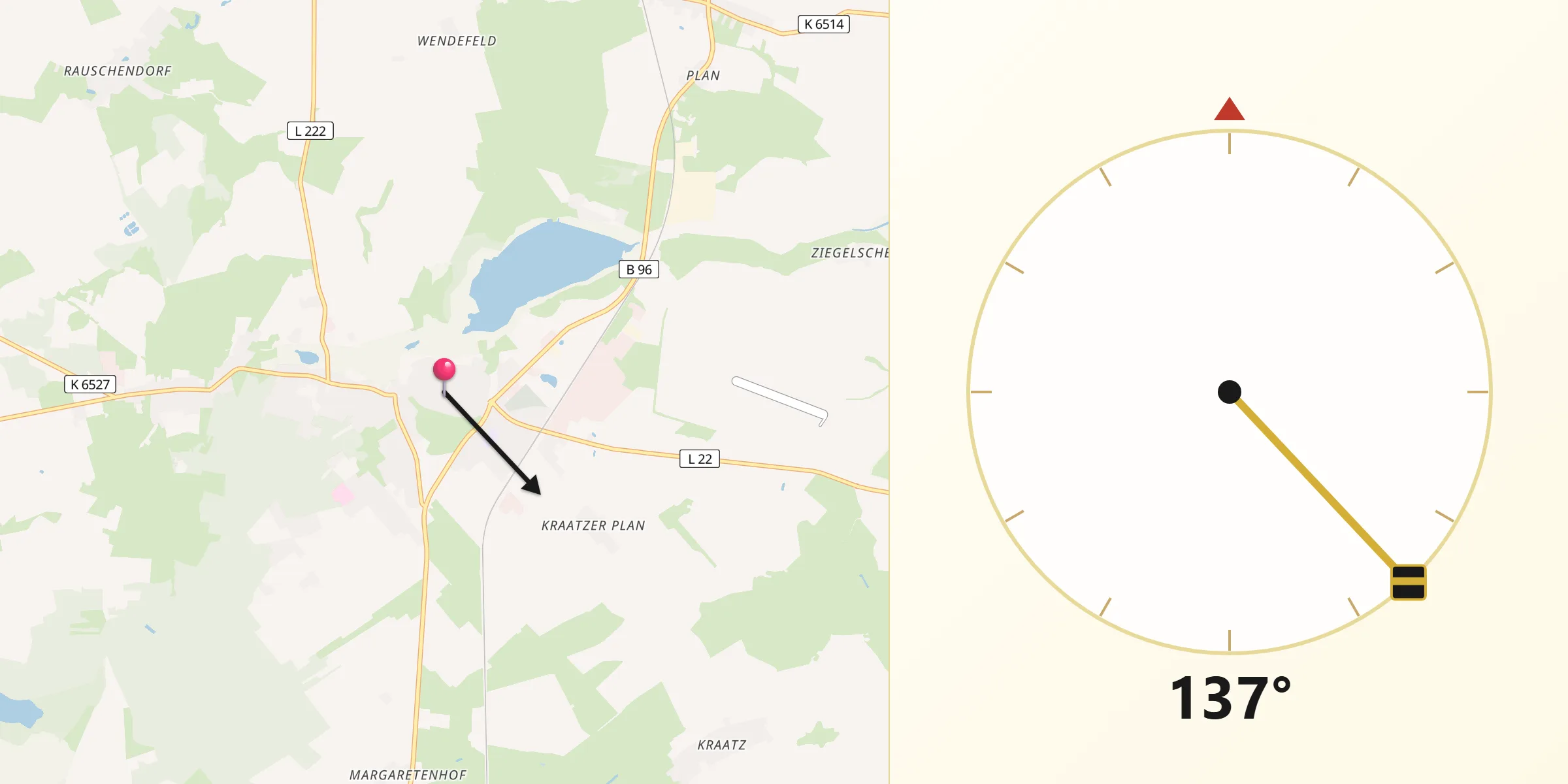 Qibla-Richtung von Gransee