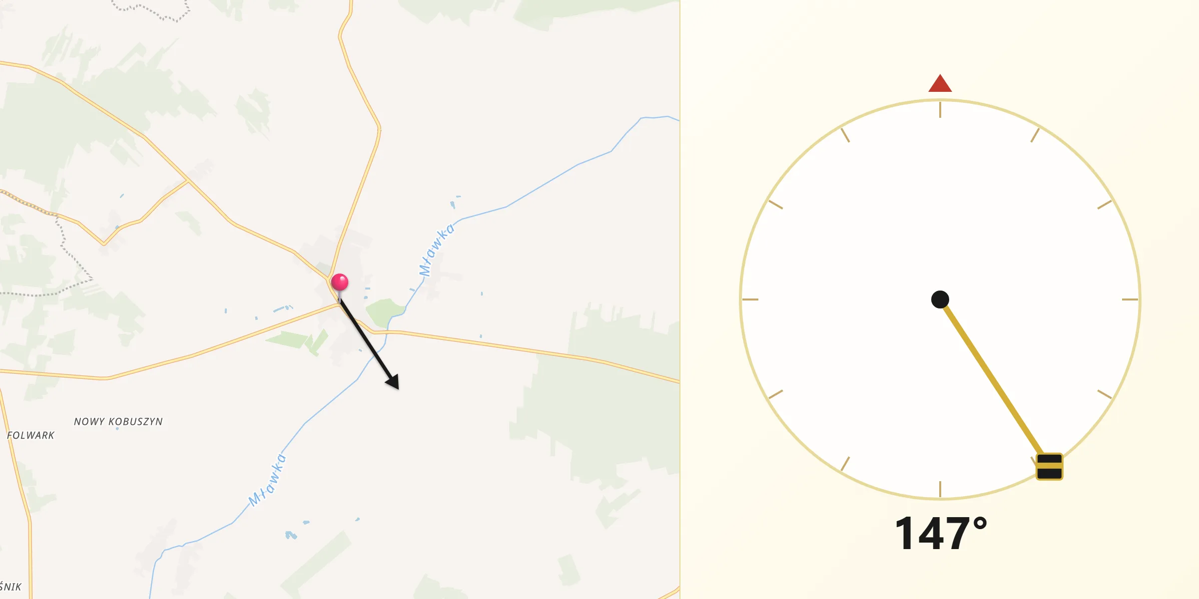 Kierunek Qibla z Szreńsk