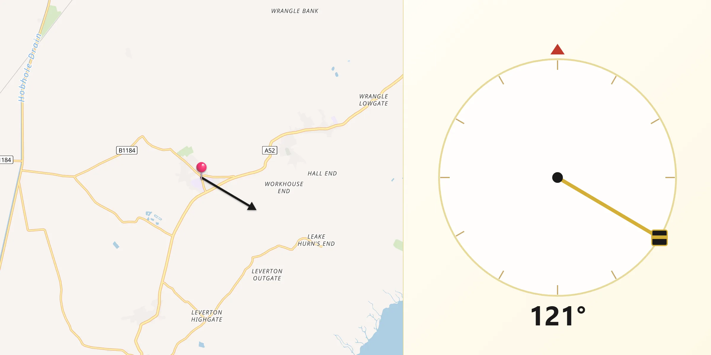 Qibla Direction from Old Leake