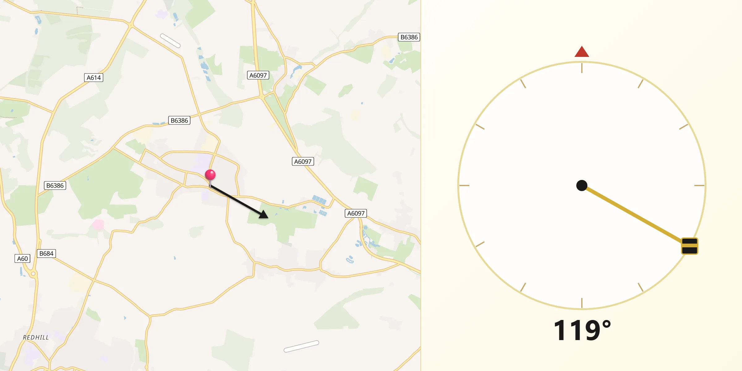 Qibla Direction from Calverton
