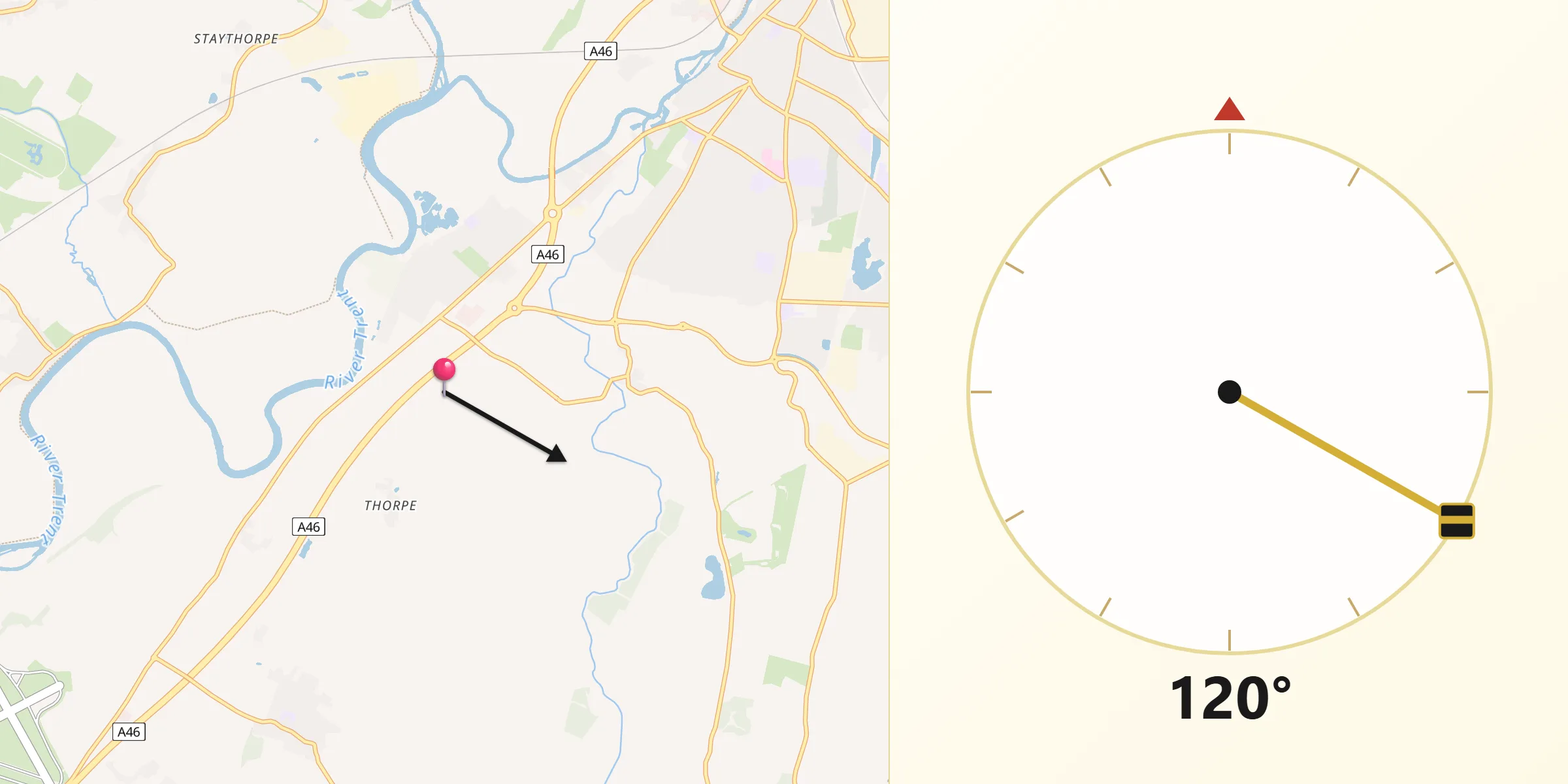 Qibla Direction from Farndon