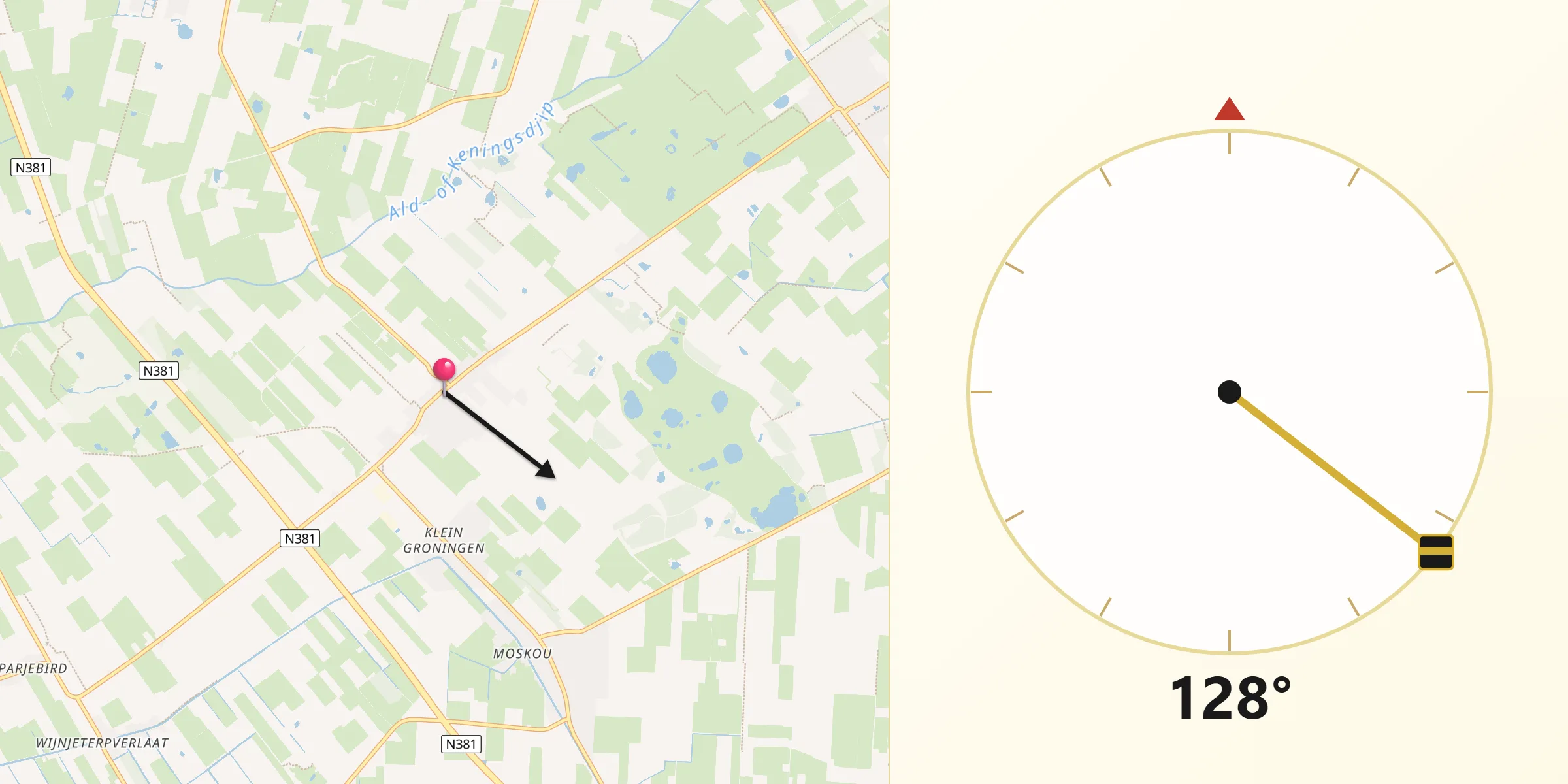 Qibla Richting vanaf Wijnjewoude