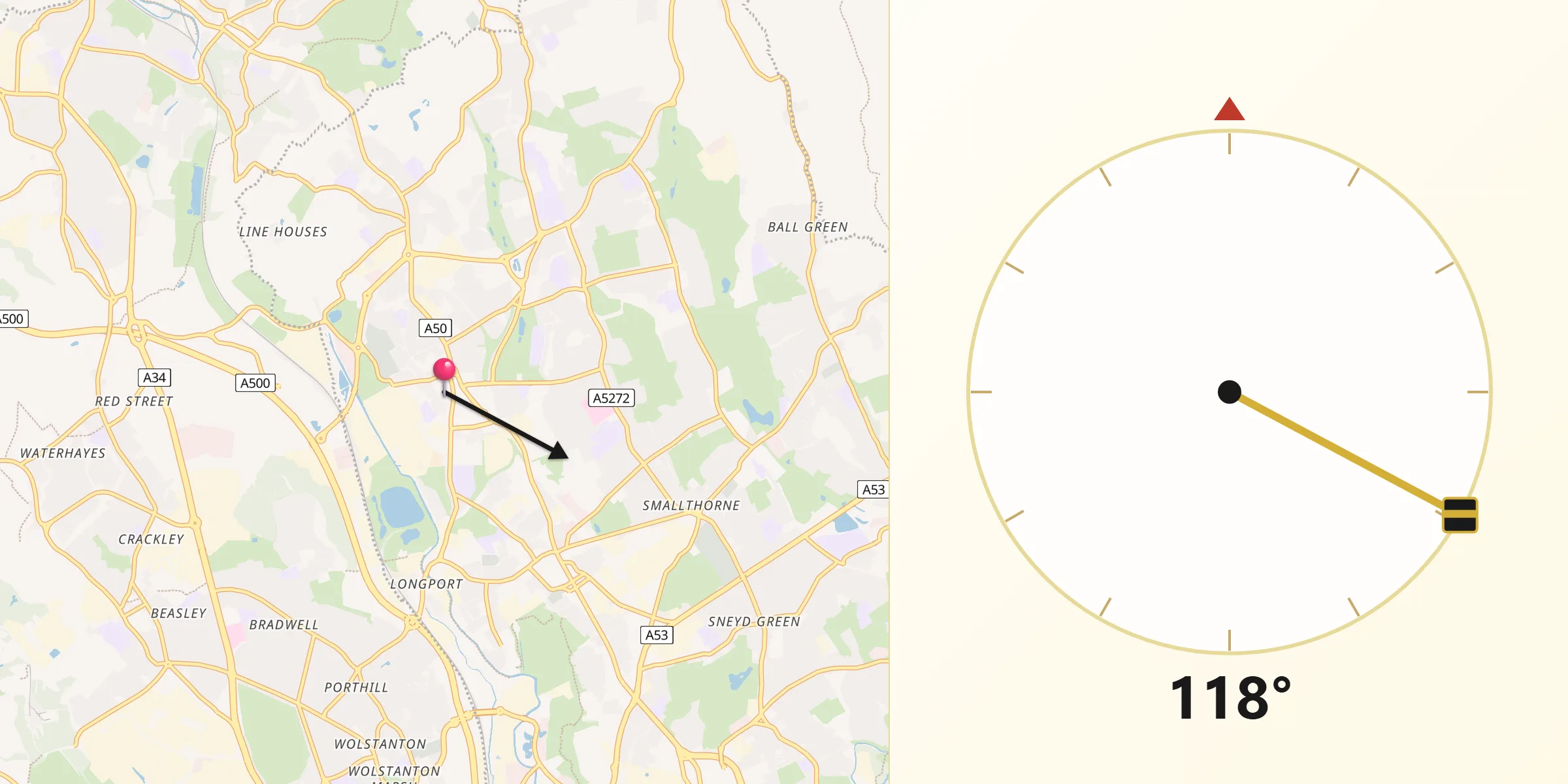 Qibla Direction from Tunstall