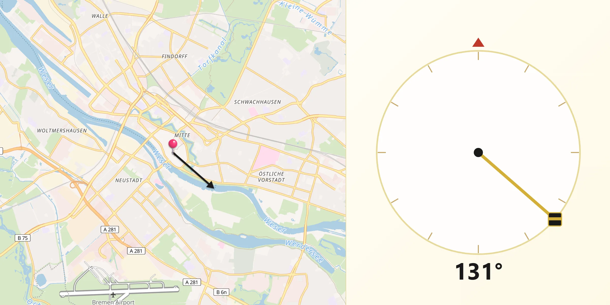 Direzione della Qibla da Brema