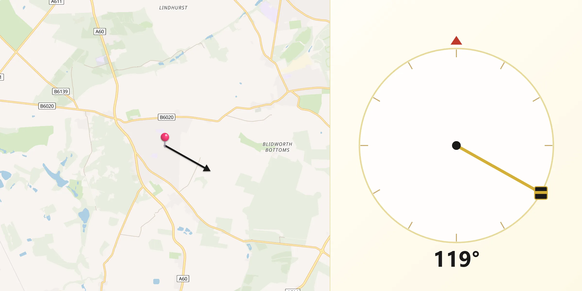 Qibla Direction from Ravenshead