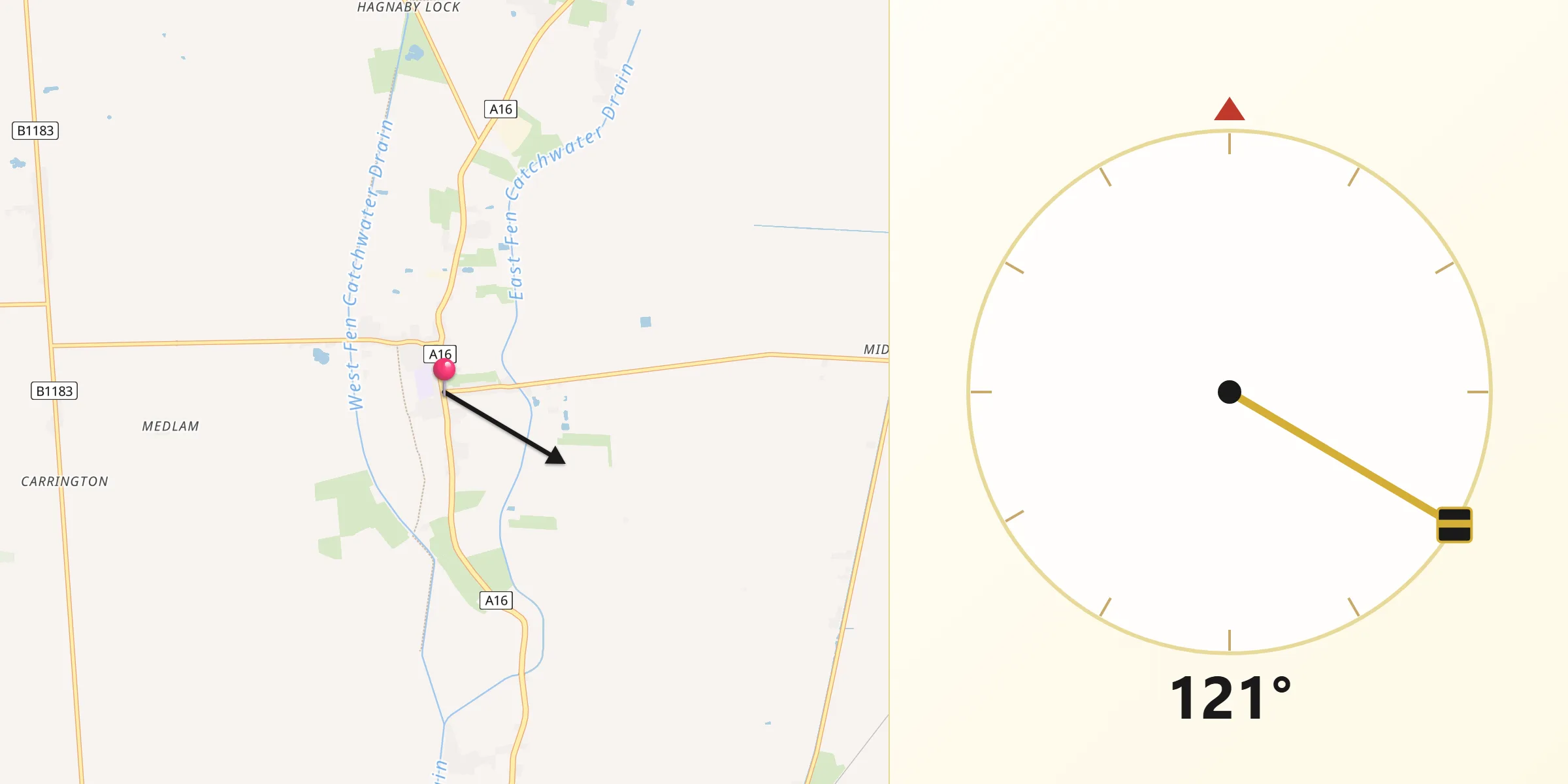 Qibla Direction from Stickney