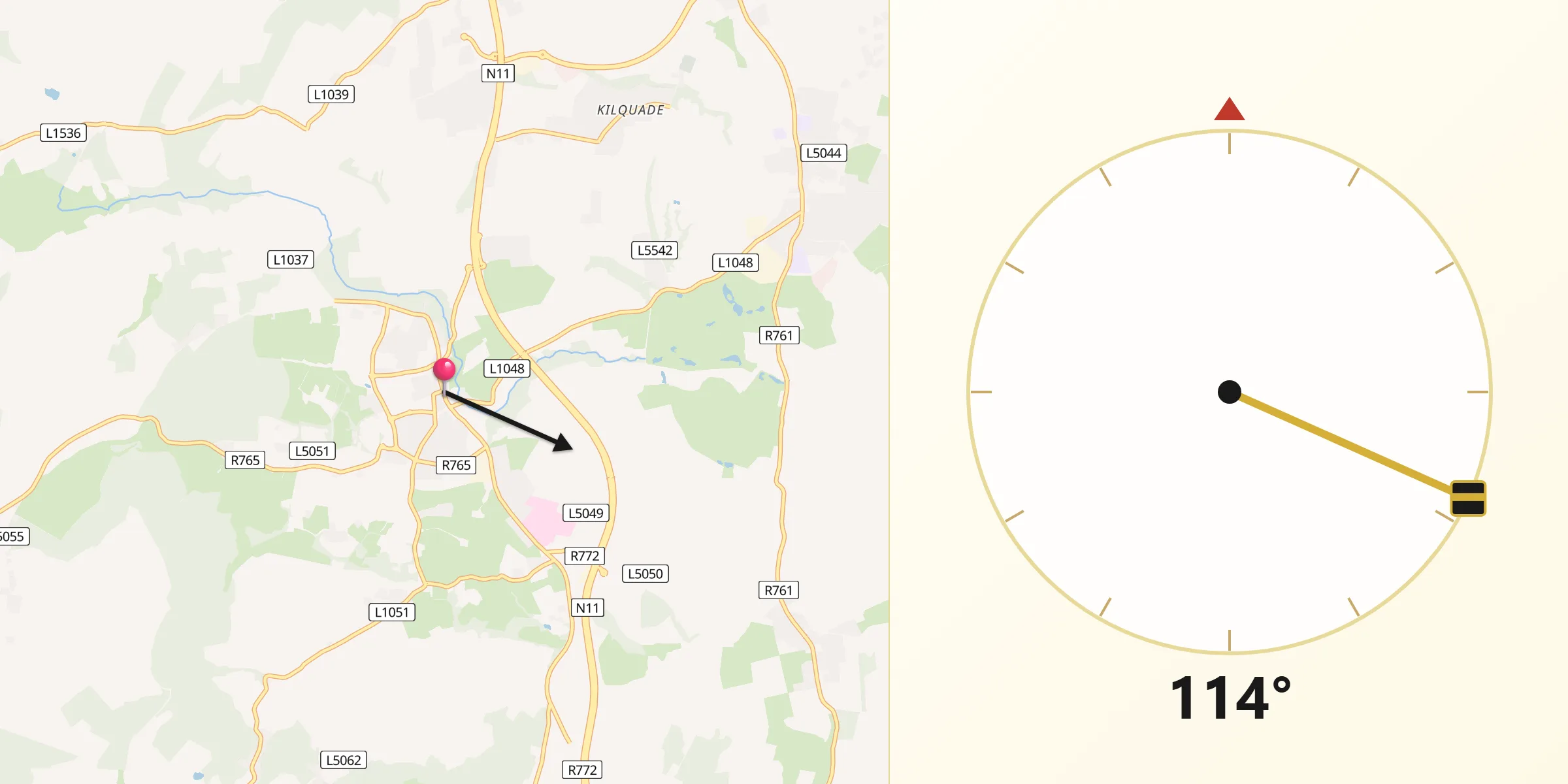 Qibla Direction from Newtownmountkennedy