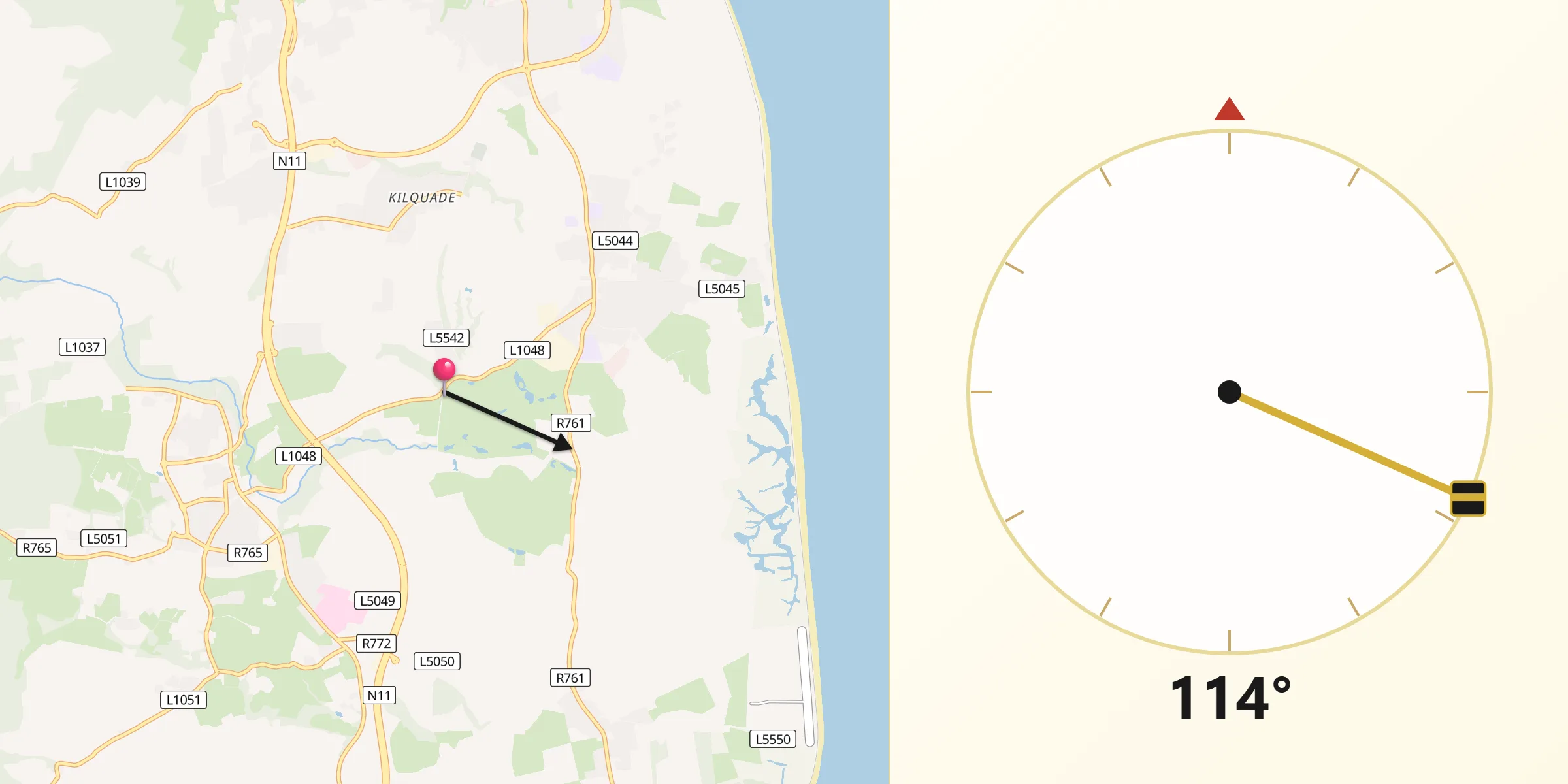 Qibla Direction from Kilquade