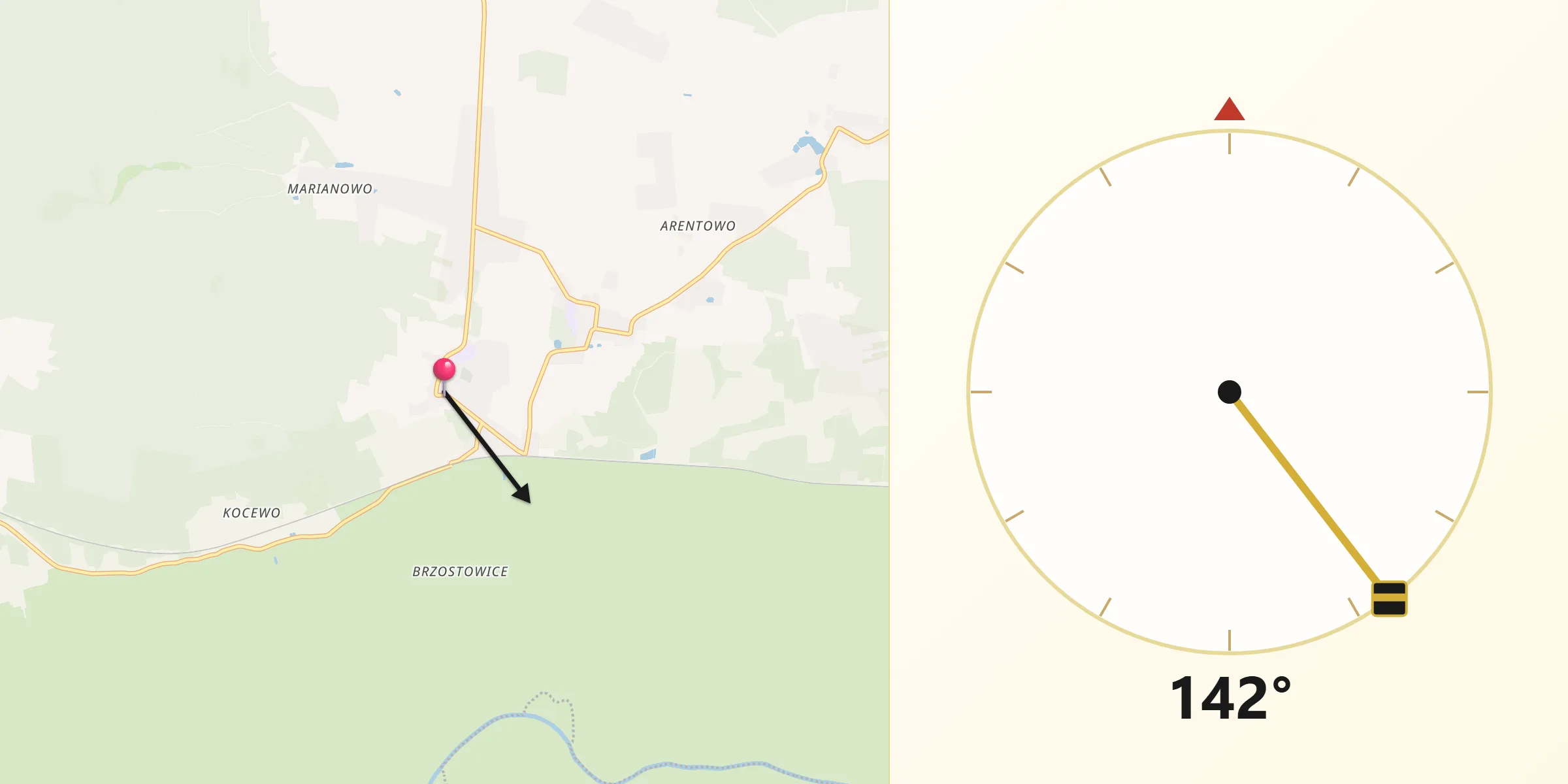 Kierunek Qibla z Miasteczko Krajeńskie