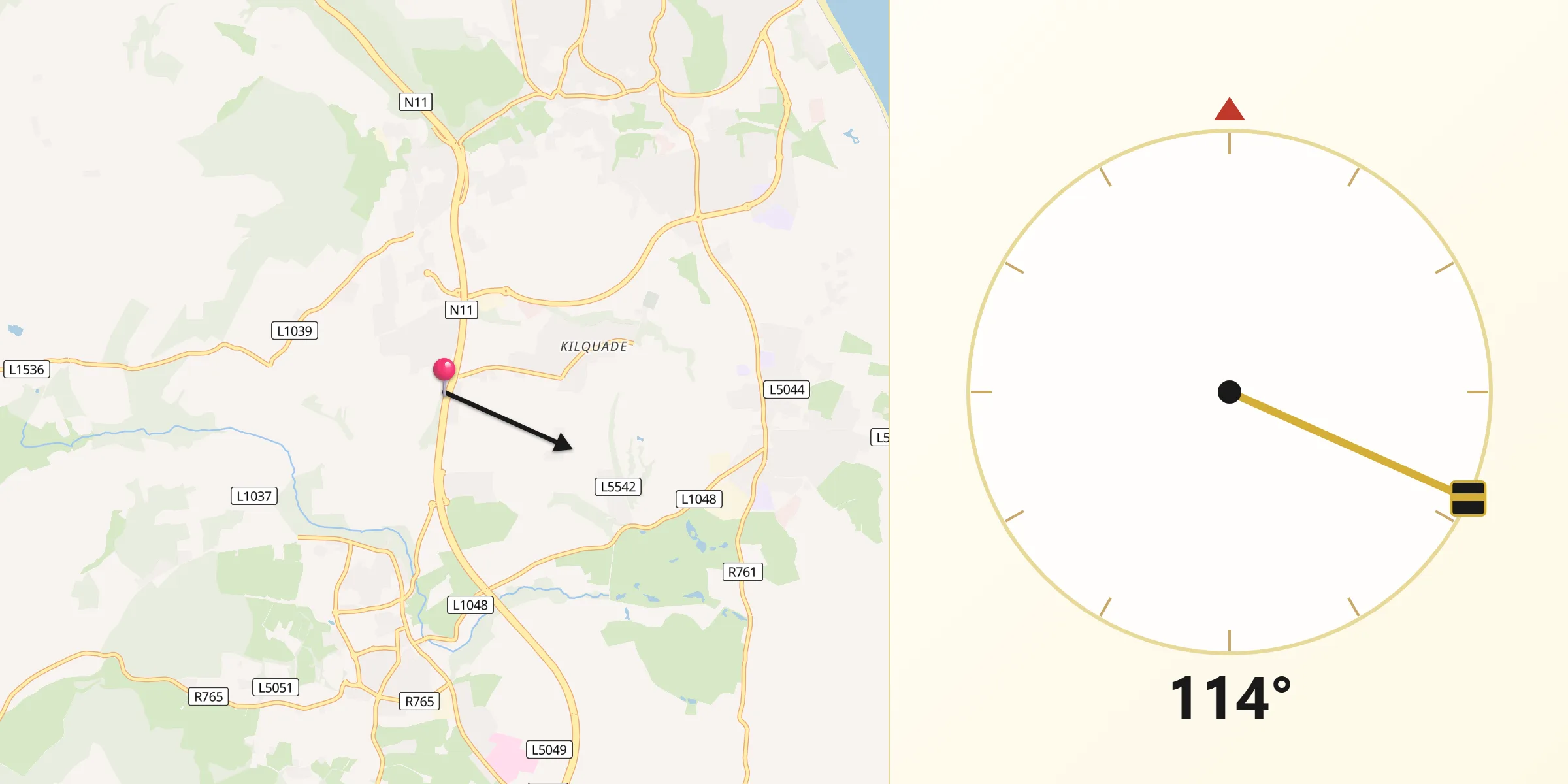 Qibla Direction from Kilpedder