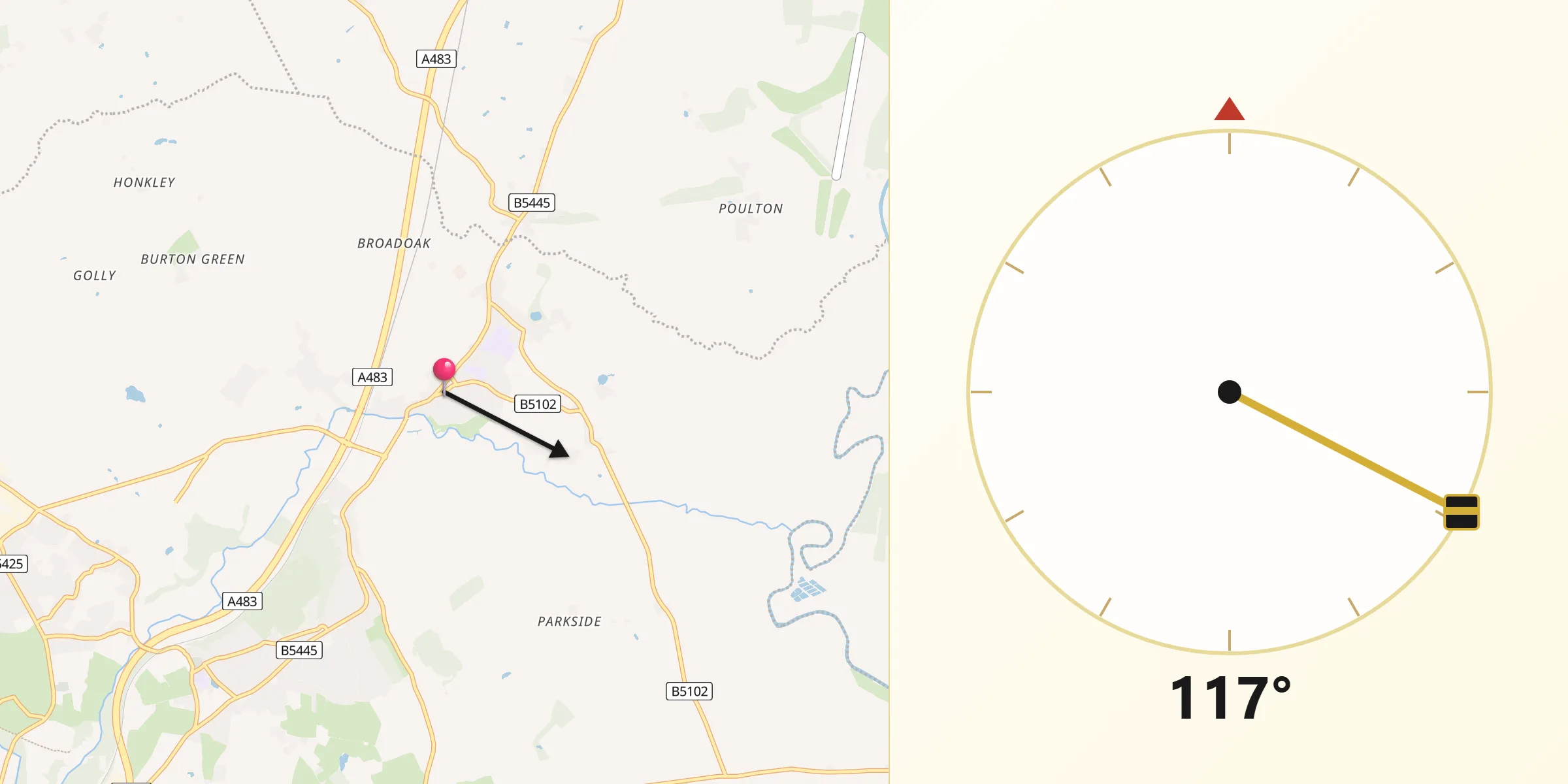 Qibla Direction from Rossett