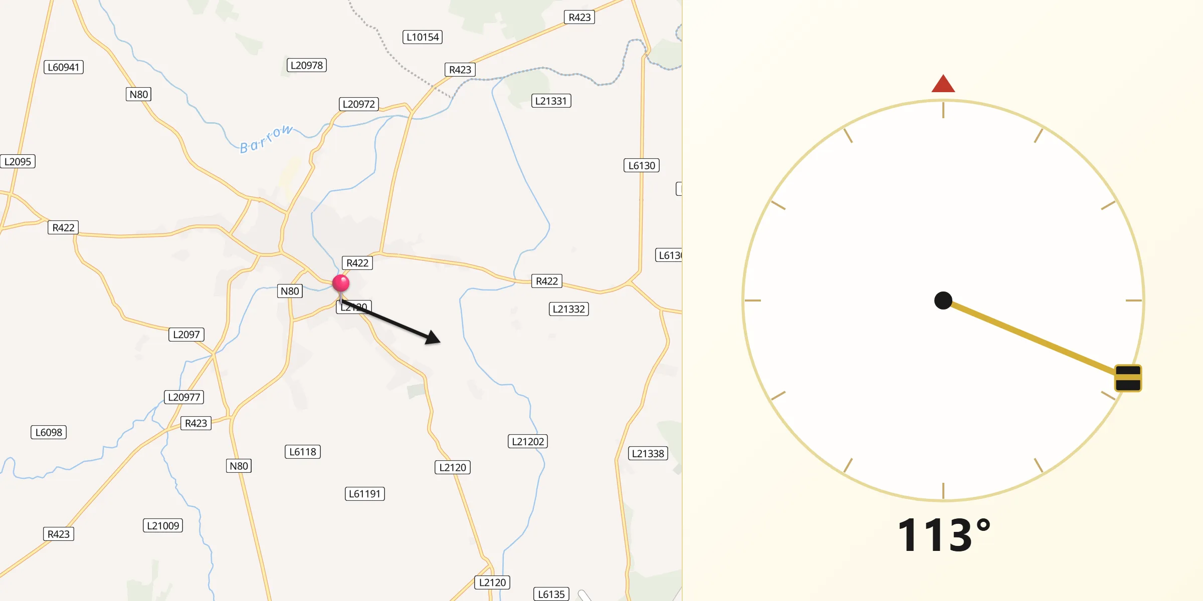 Qibla Direction from Mountmellick