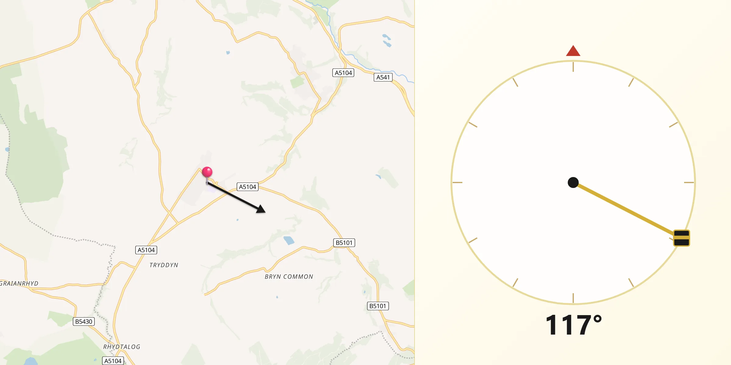 Qibla Direction from Treuddyn