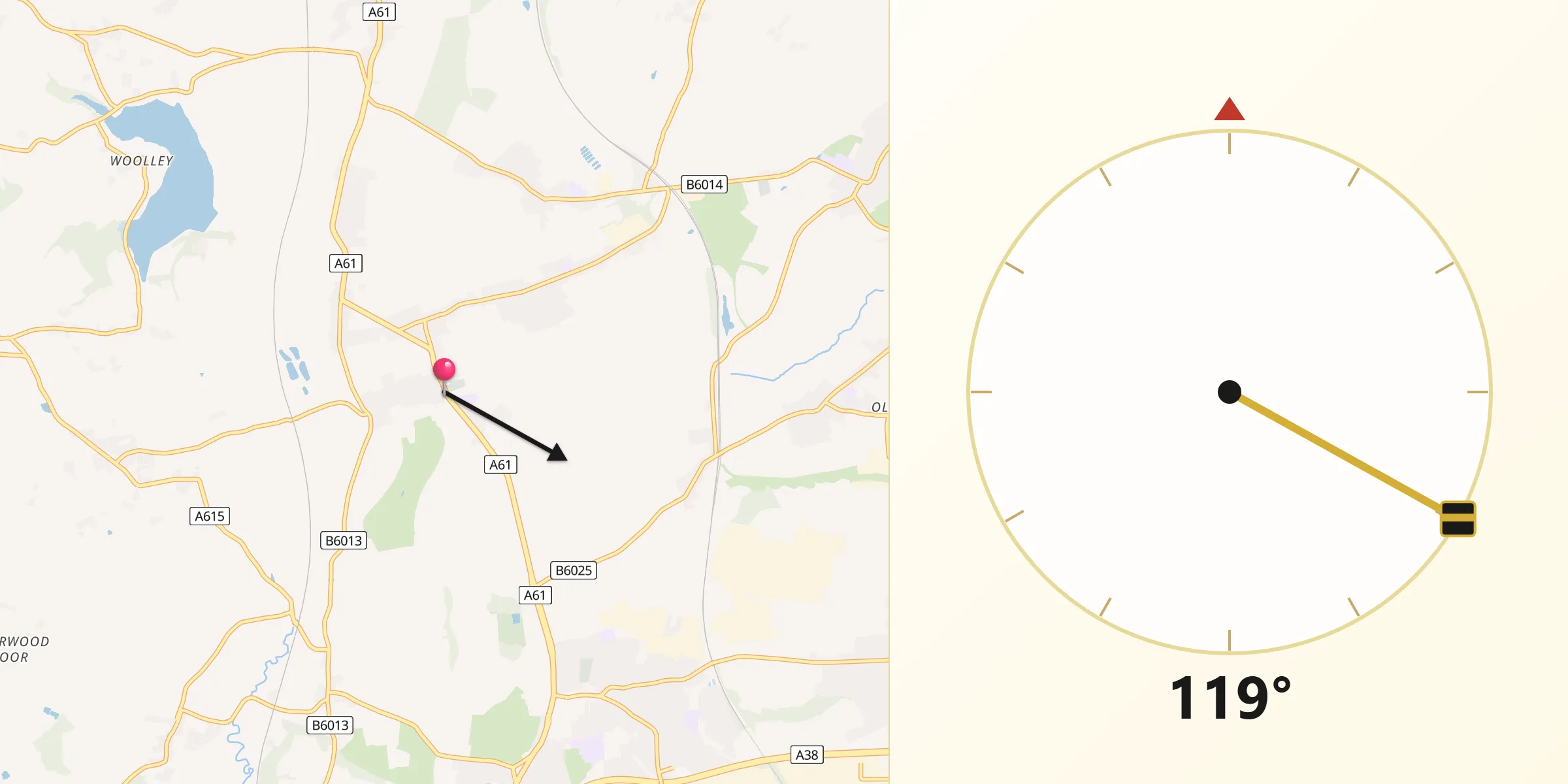 Qibla Direction from Shirland
