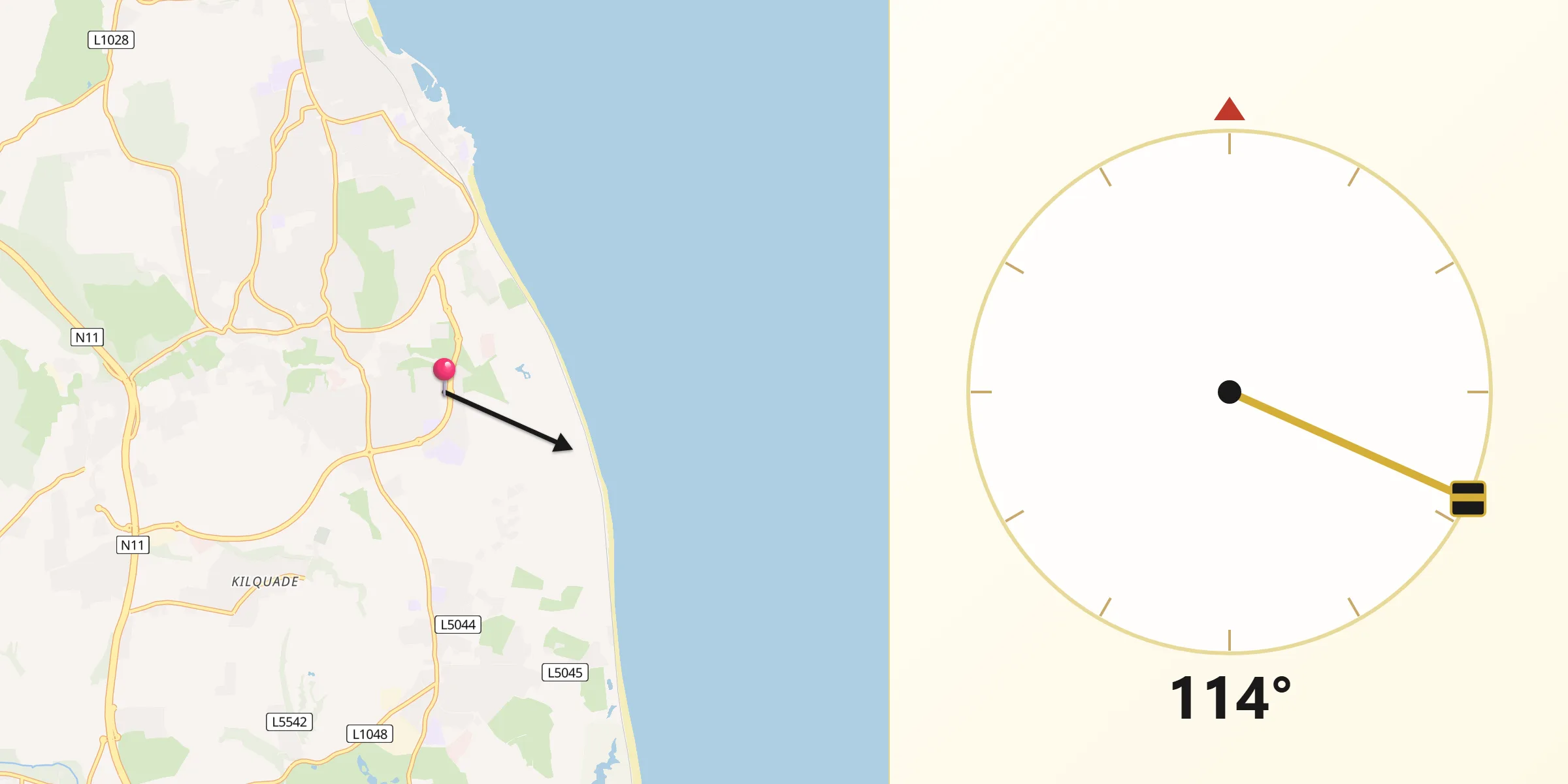 Qibla Direction from Charlesland