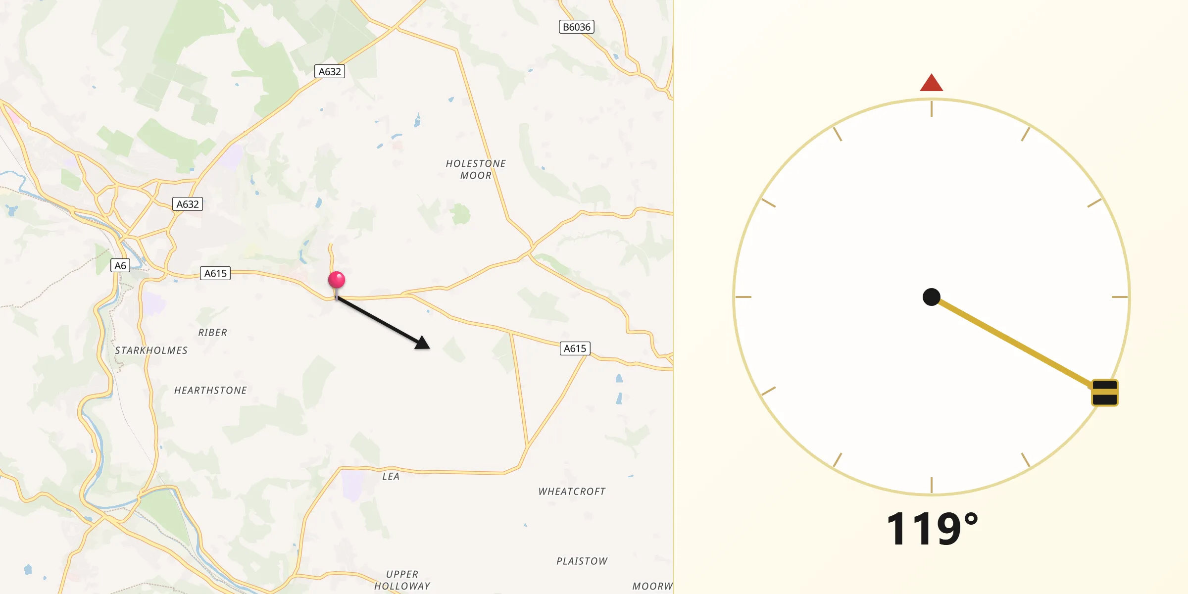 Qibla Direction from Tansley