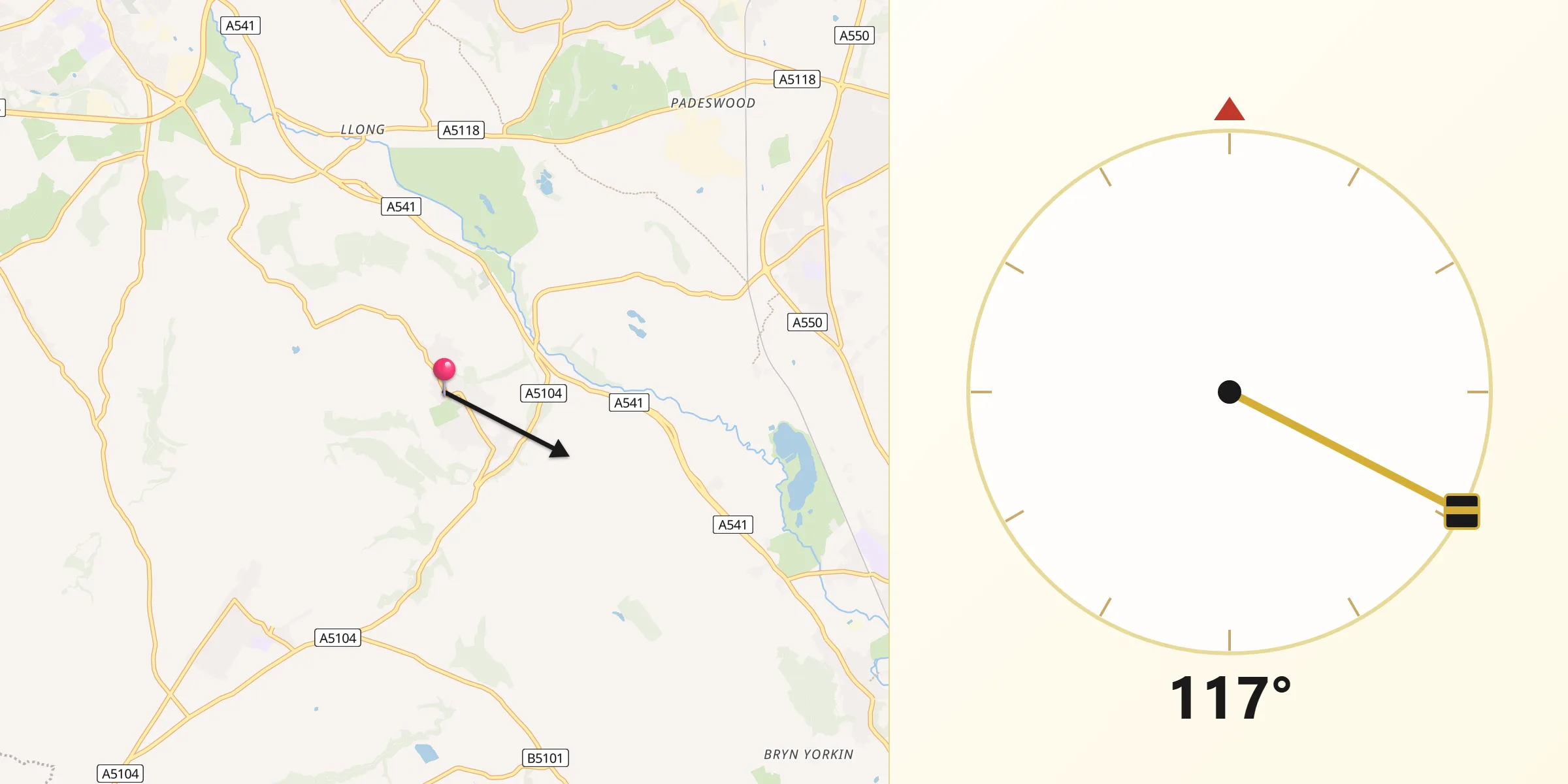 Qibla Direction from Leeswood