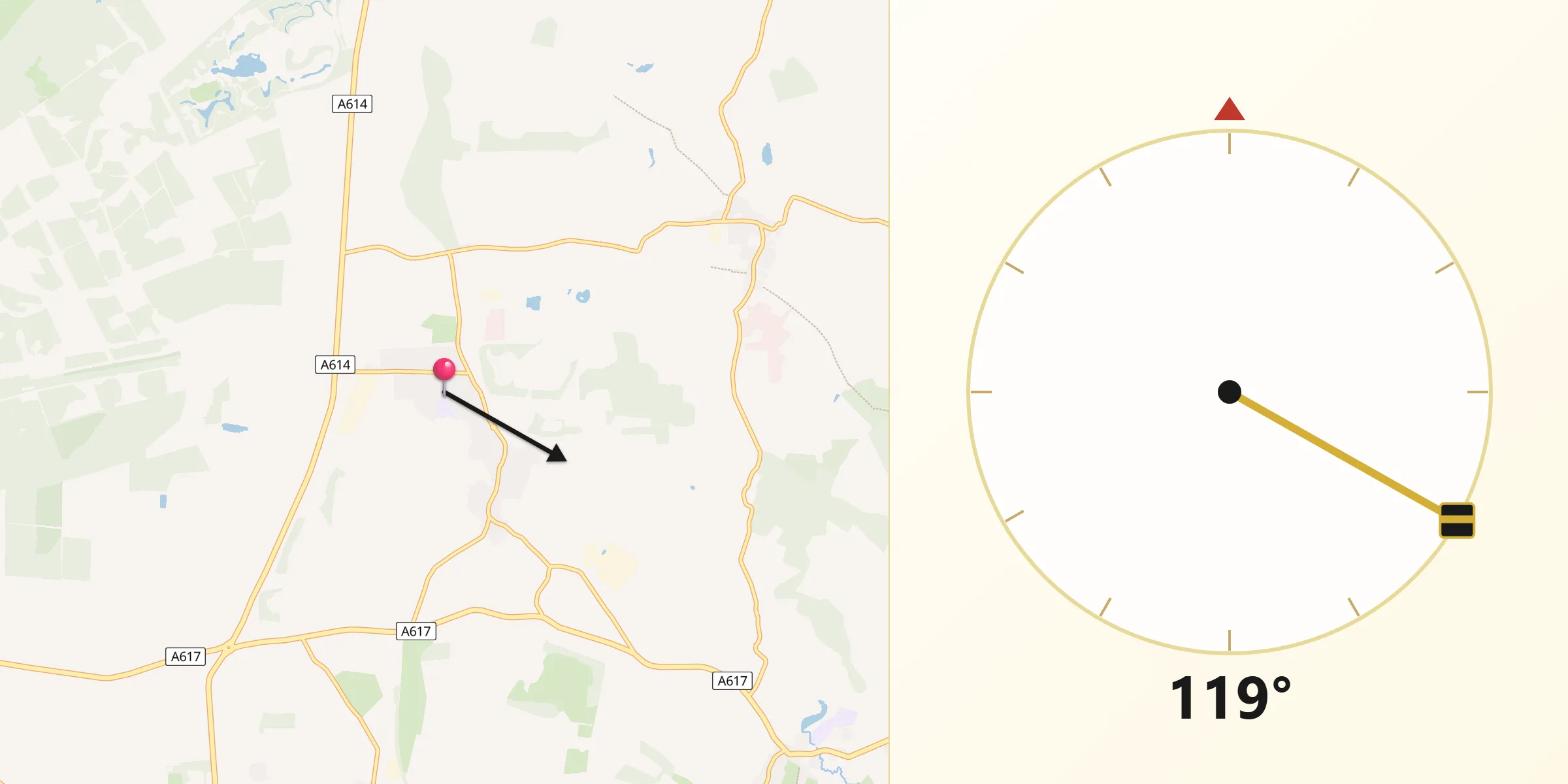 Qibla Direction from Bilsthorpe