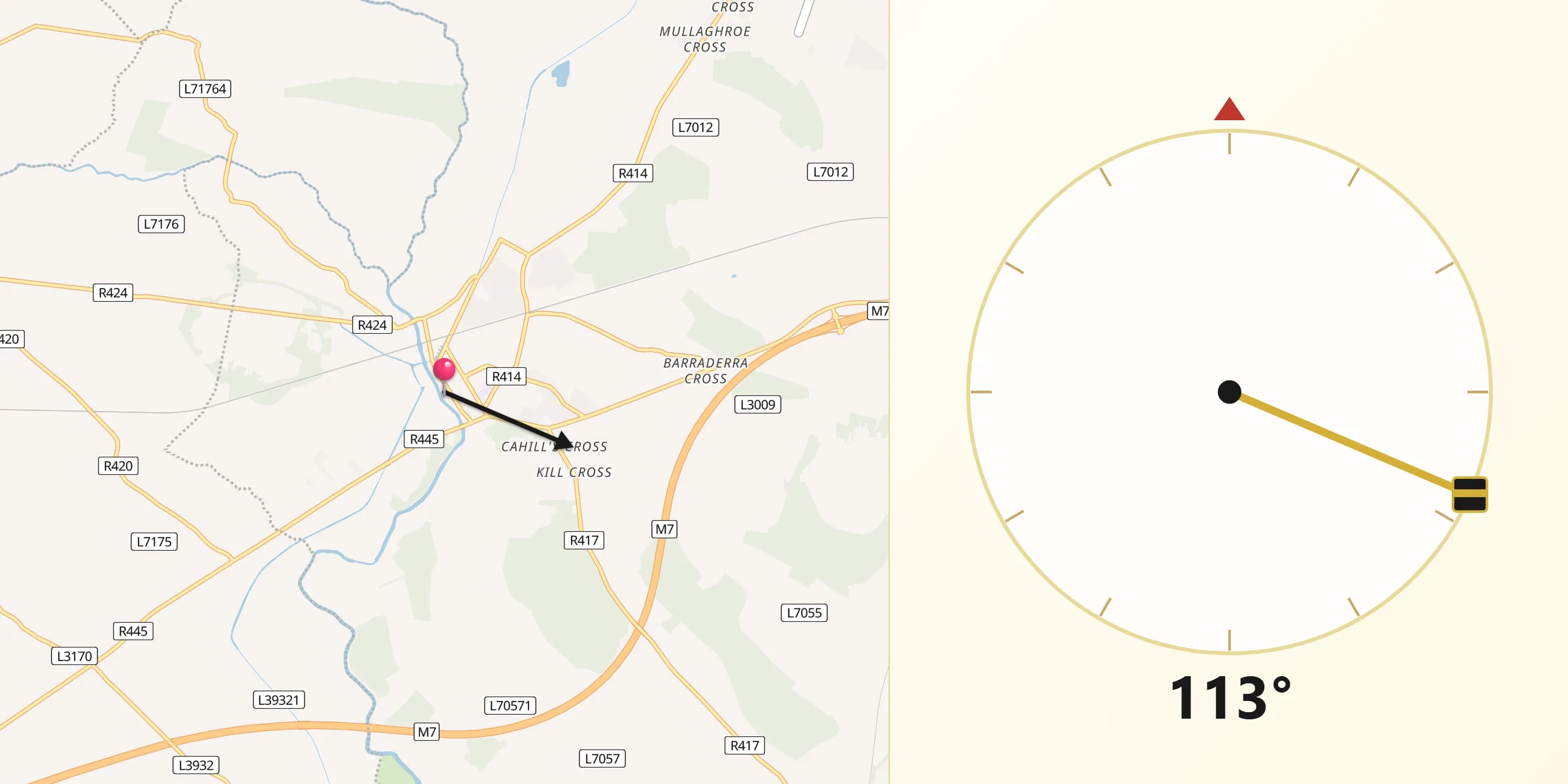 Qibla Direction from Monasterevin