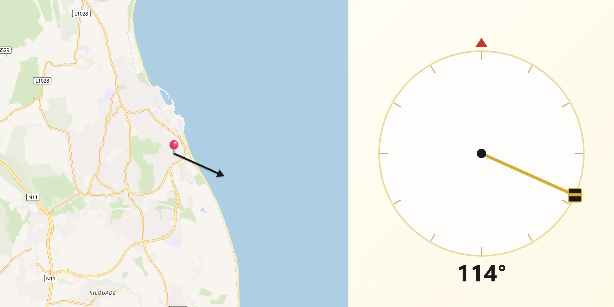Qibla Direction from Greystones