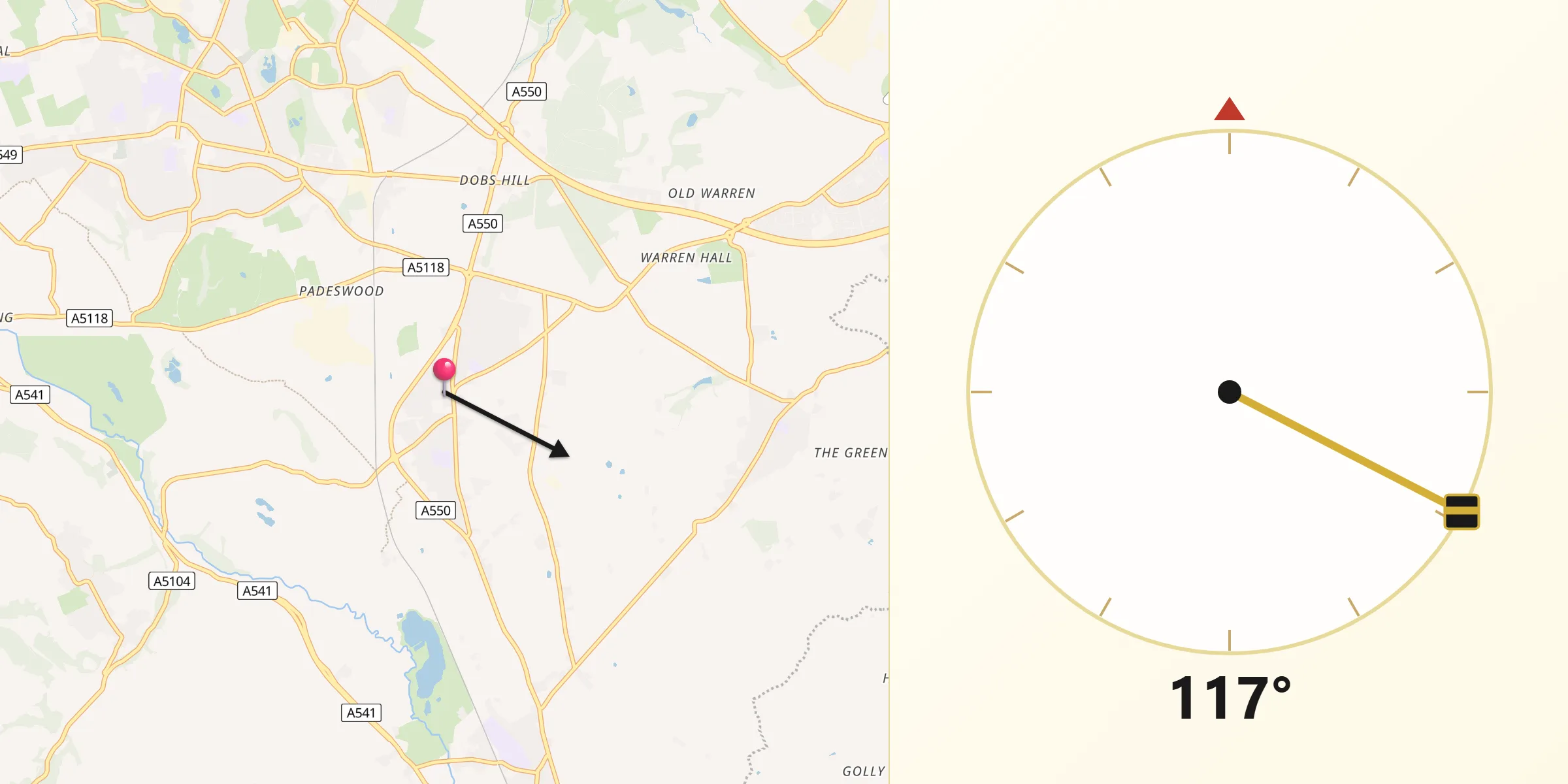Qibla Direction from Penyffordd