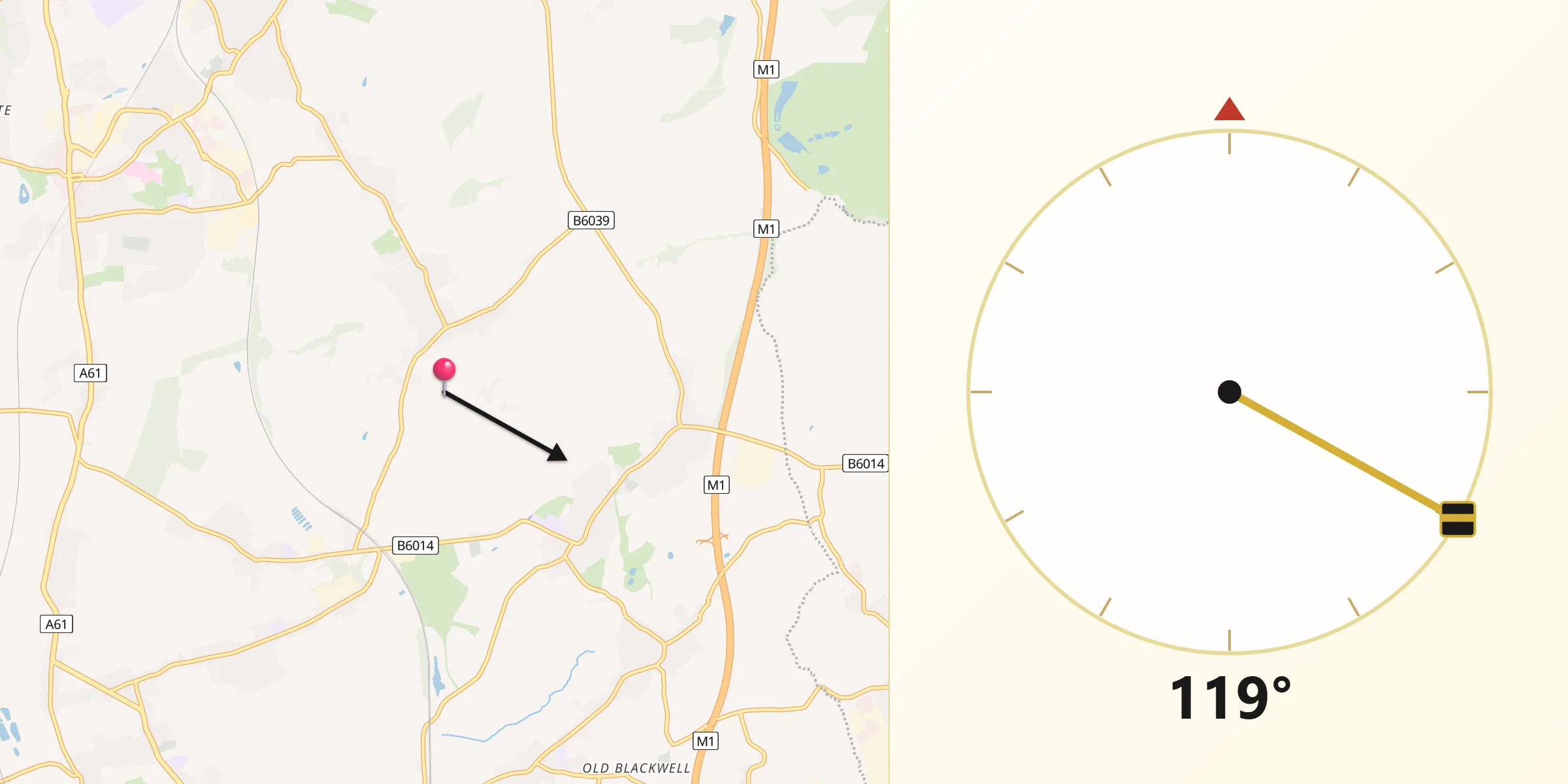 Qibla Direction from Pilsley