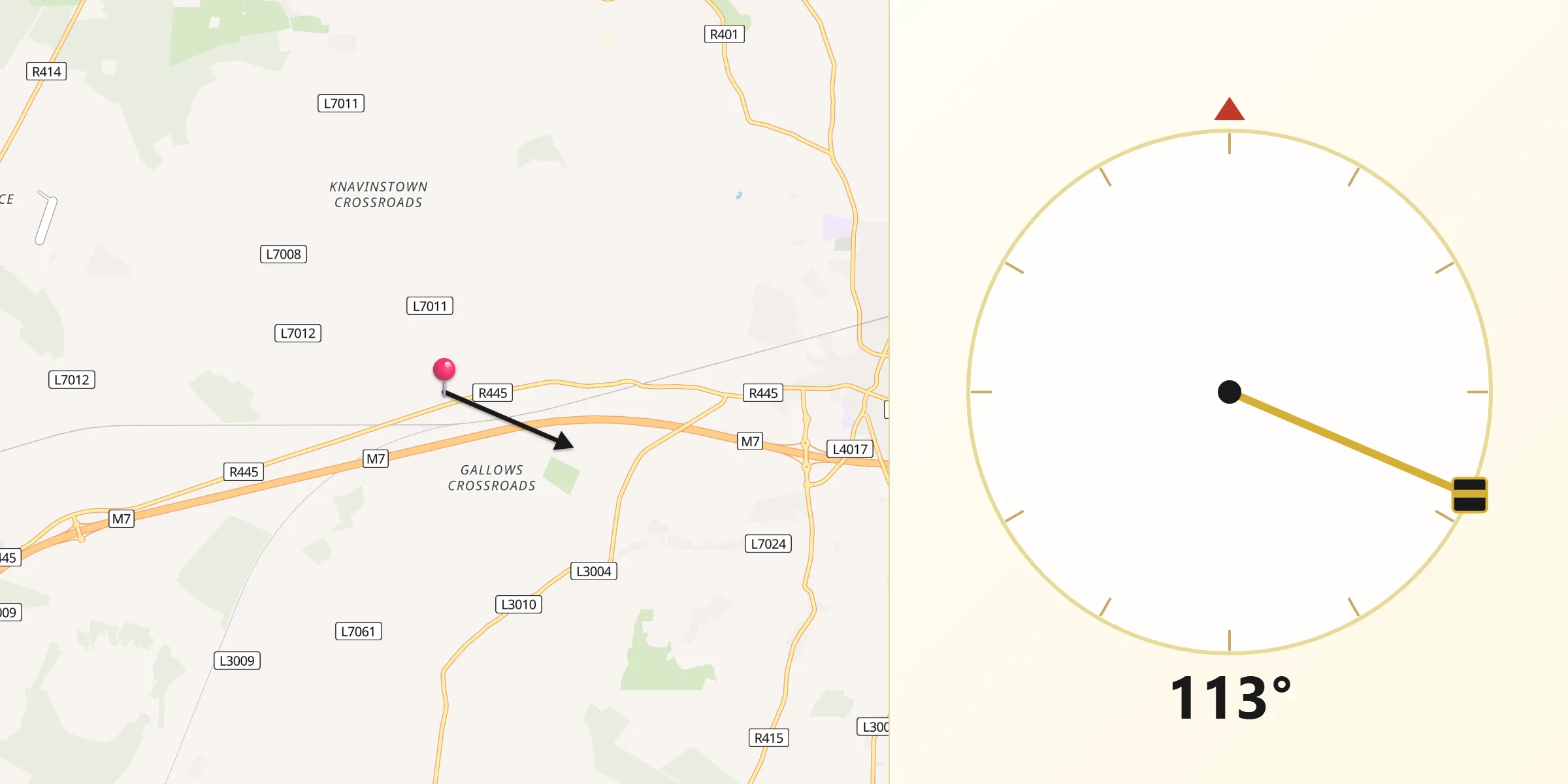 Qibla Direction from Cherryville