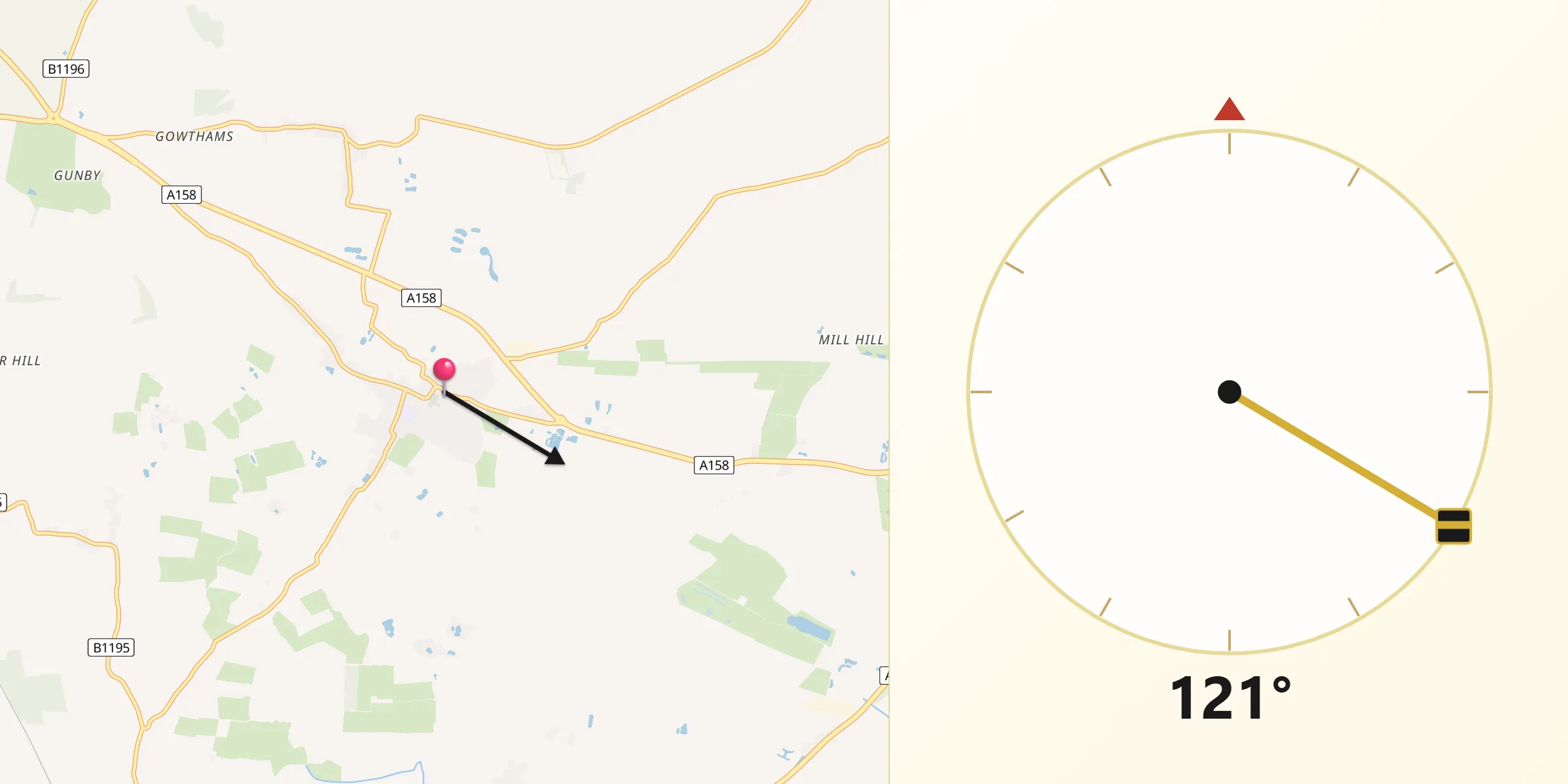 Qibla Direction from Burgh le Marsh