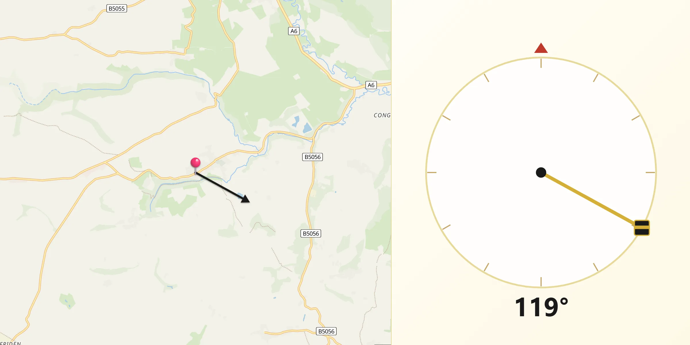 Qibla Direction from Youlgreave