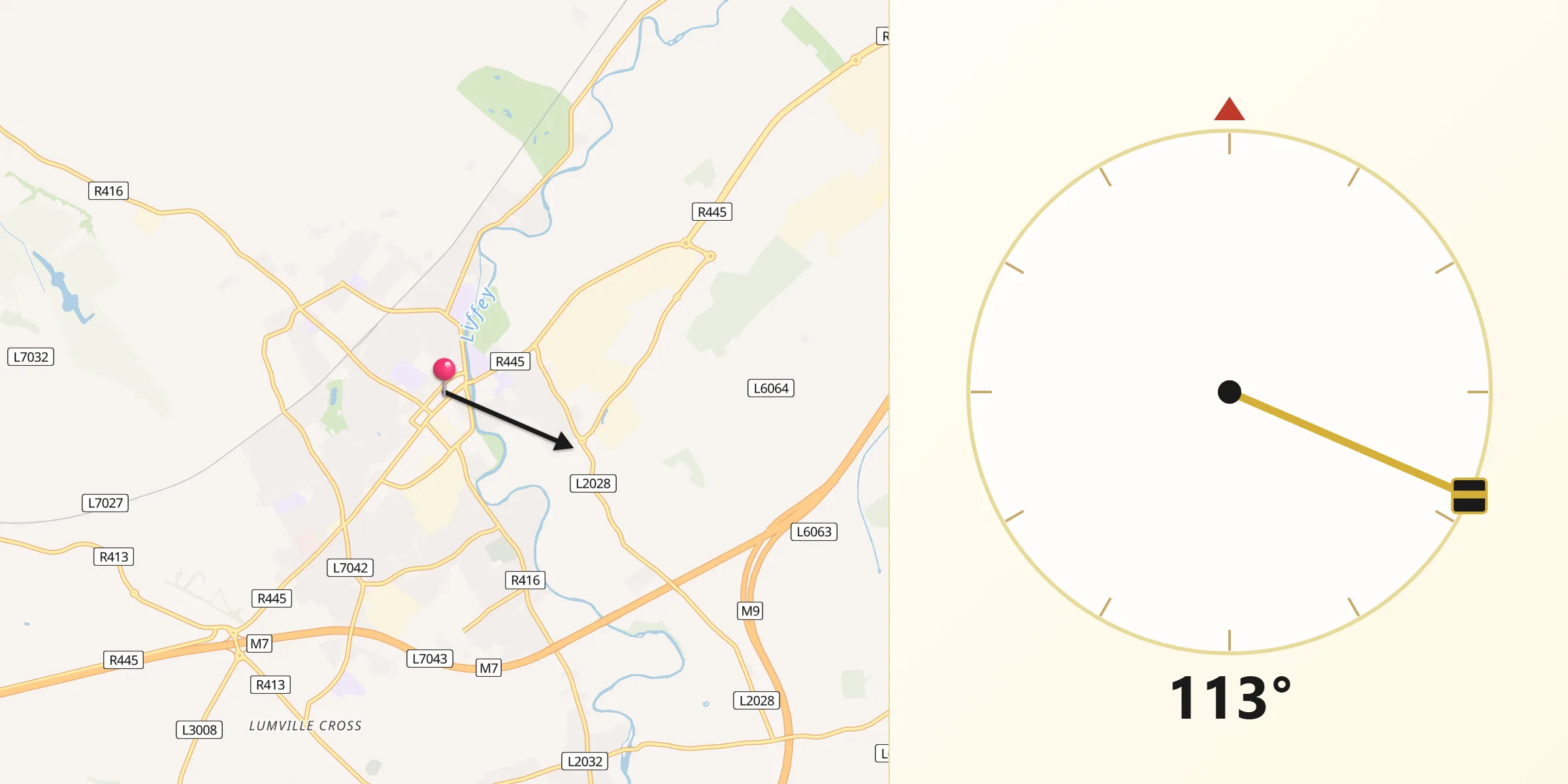 Qibla Direction from Droichead Nua