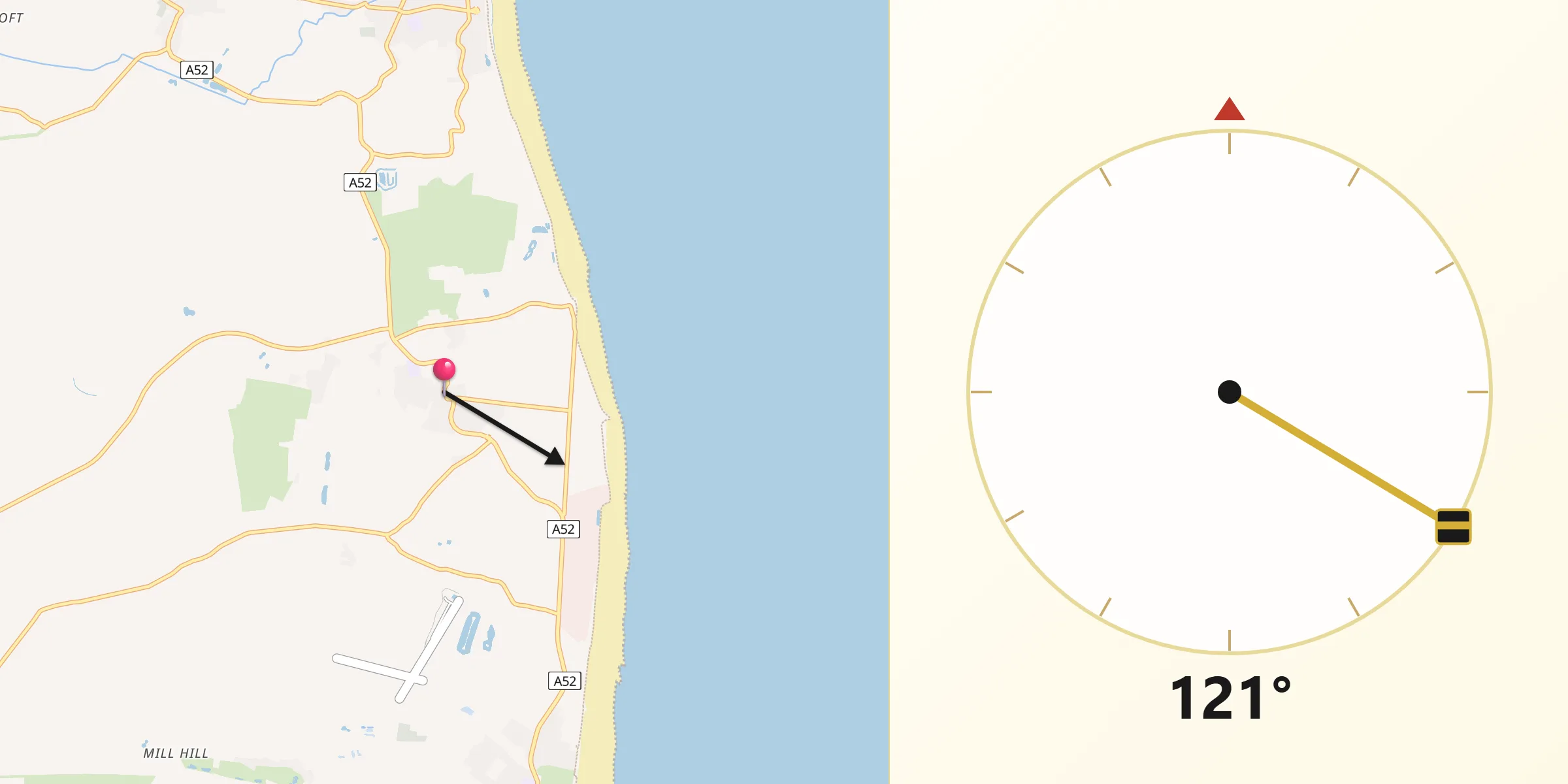 Qibla Direction from Ingoldmells