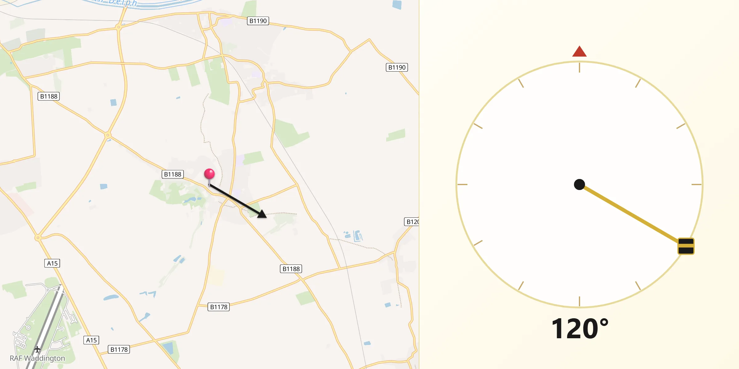 Qibla Direction from Branston