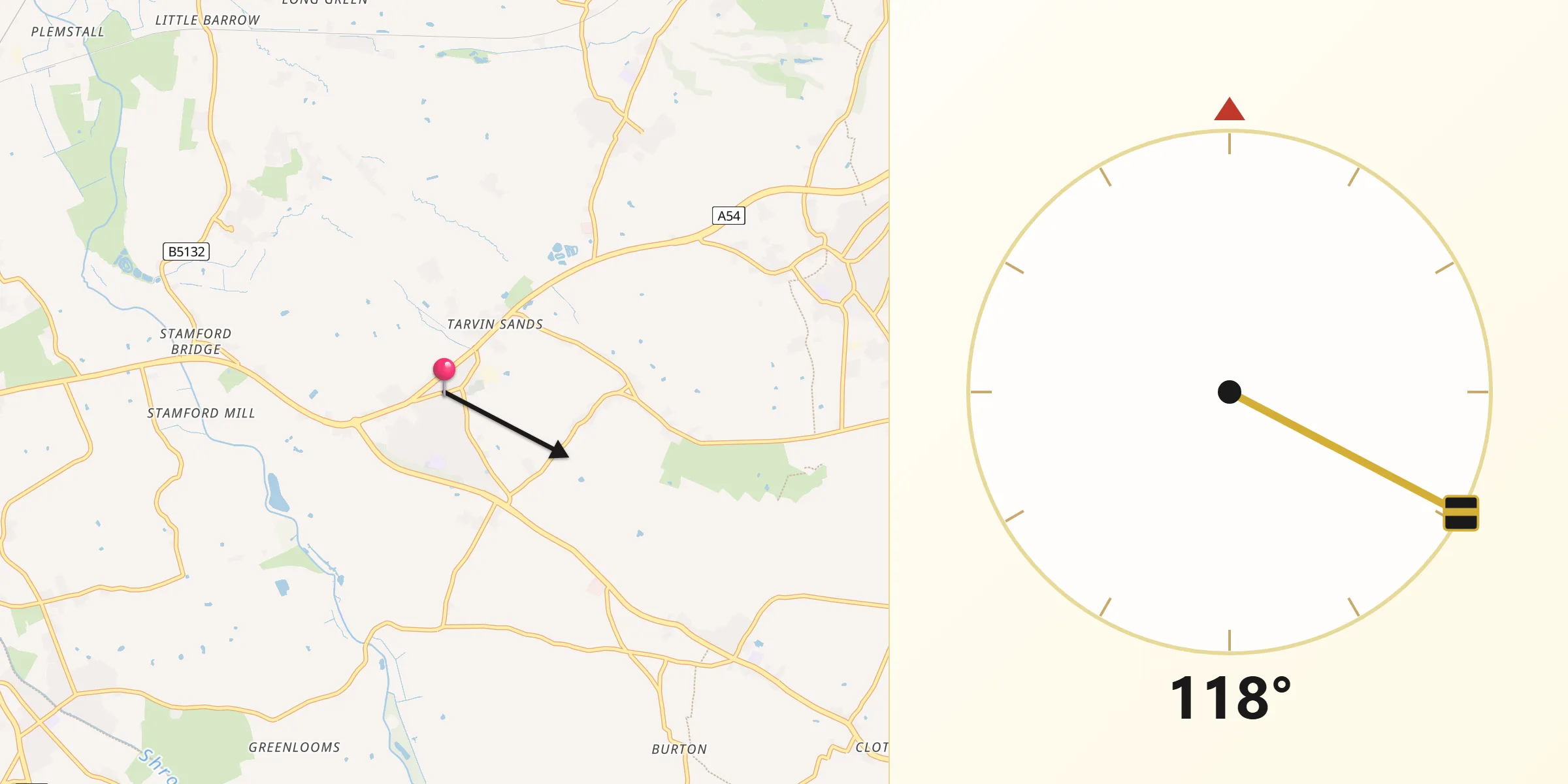 Qibla Direction from Tarvin