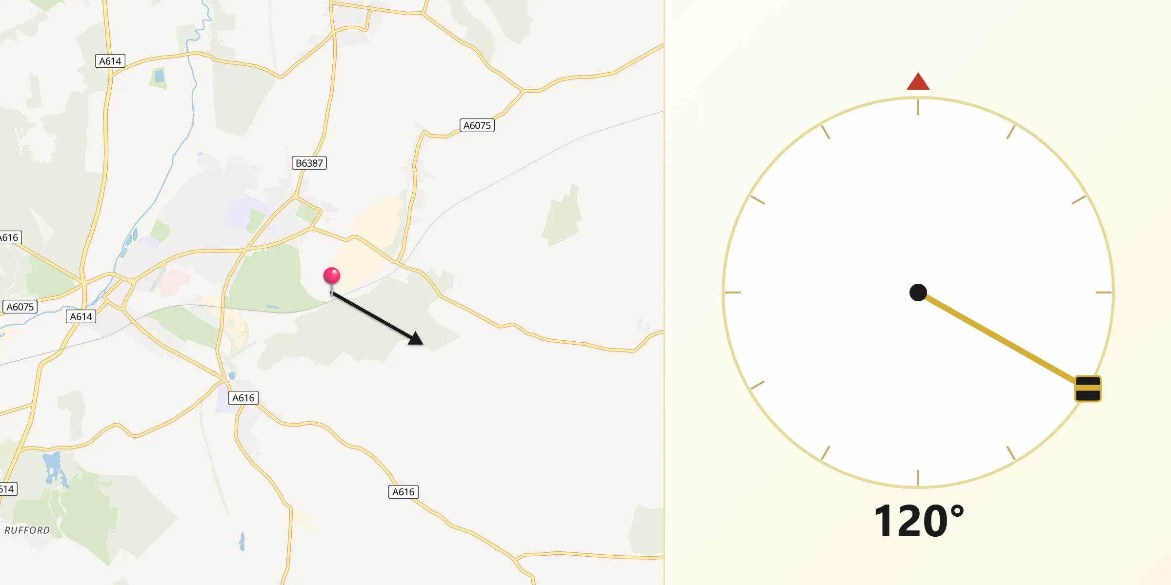Qibla Direction from Boughton