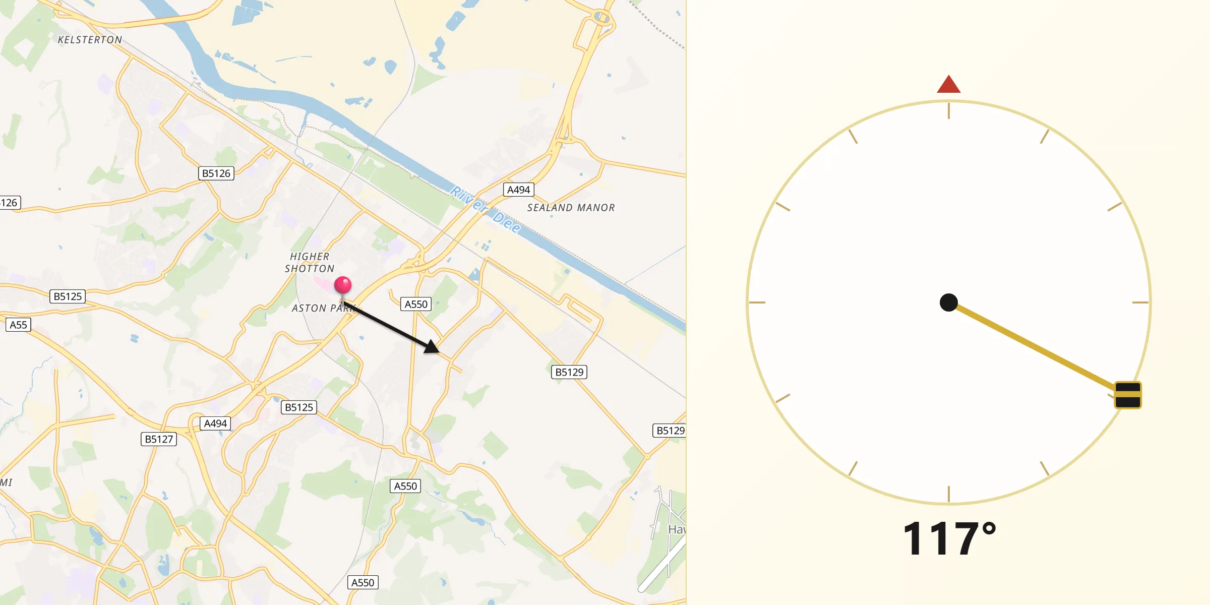 Qibla Direction from Deeside