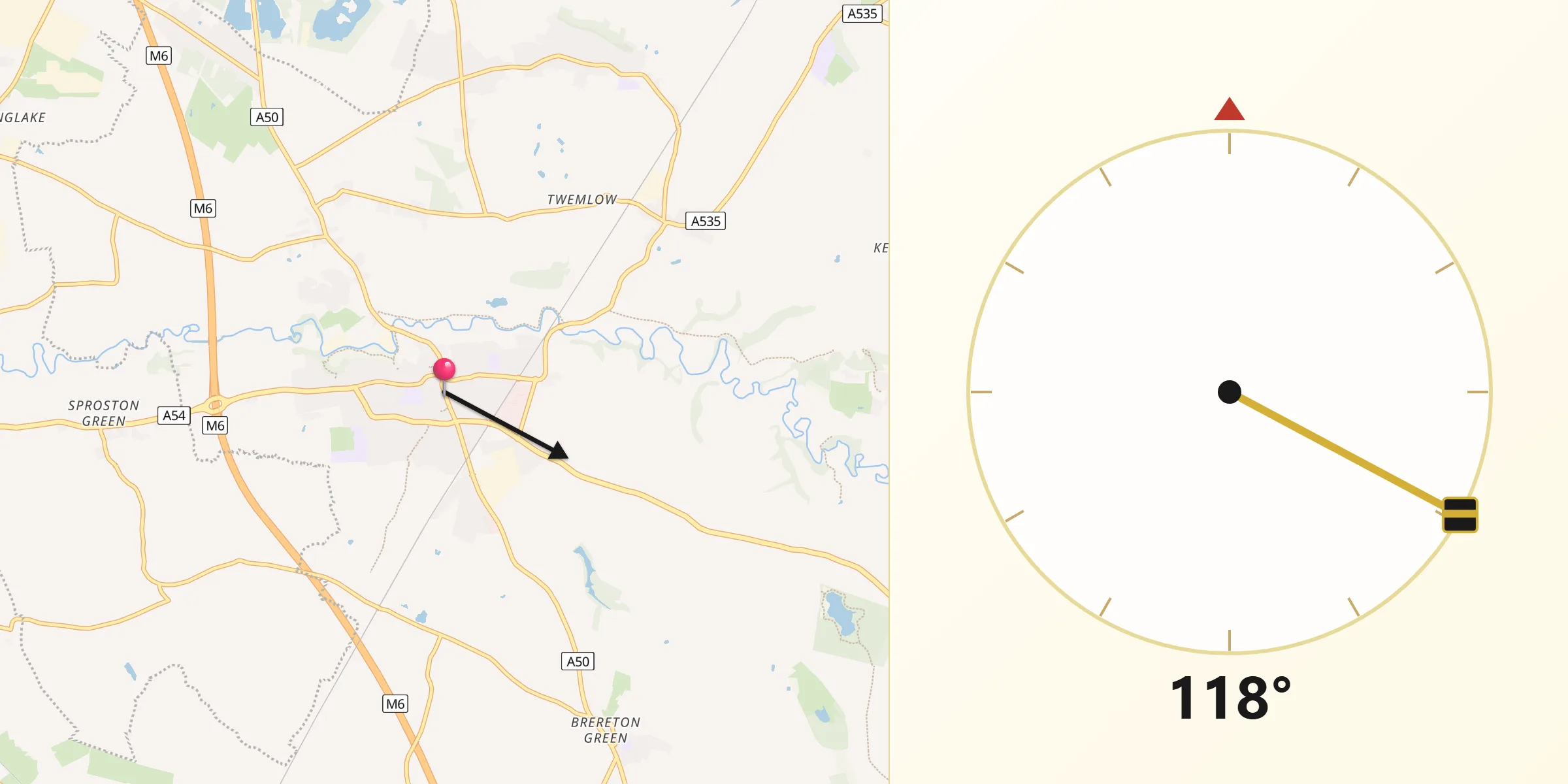 Qibla Direction from Holmes Chapel