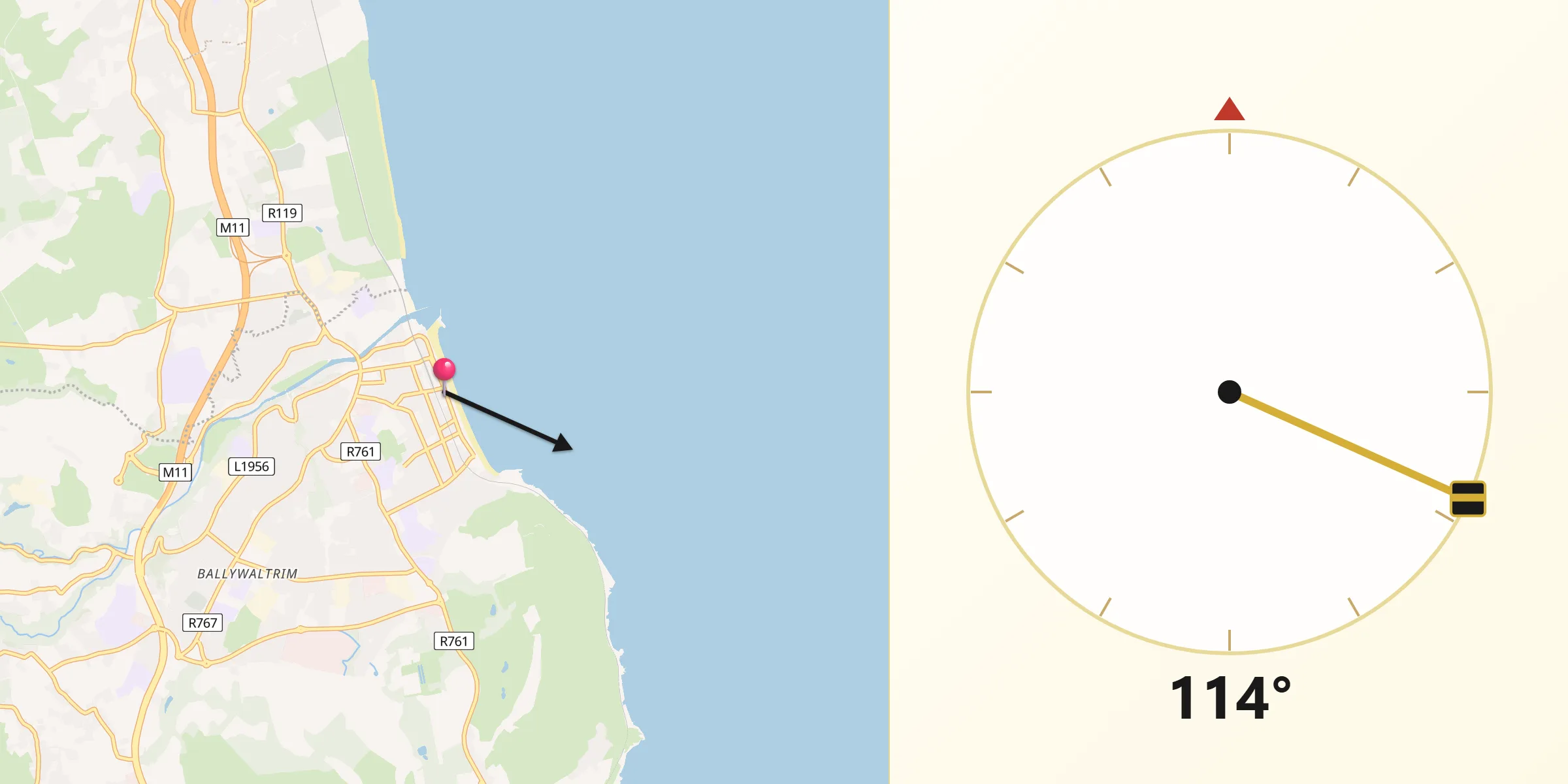 Qibla Direction from Bray