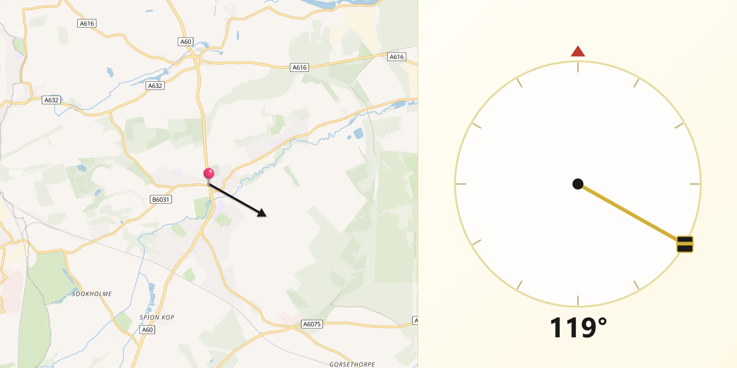 Qibla Direction from Warsop