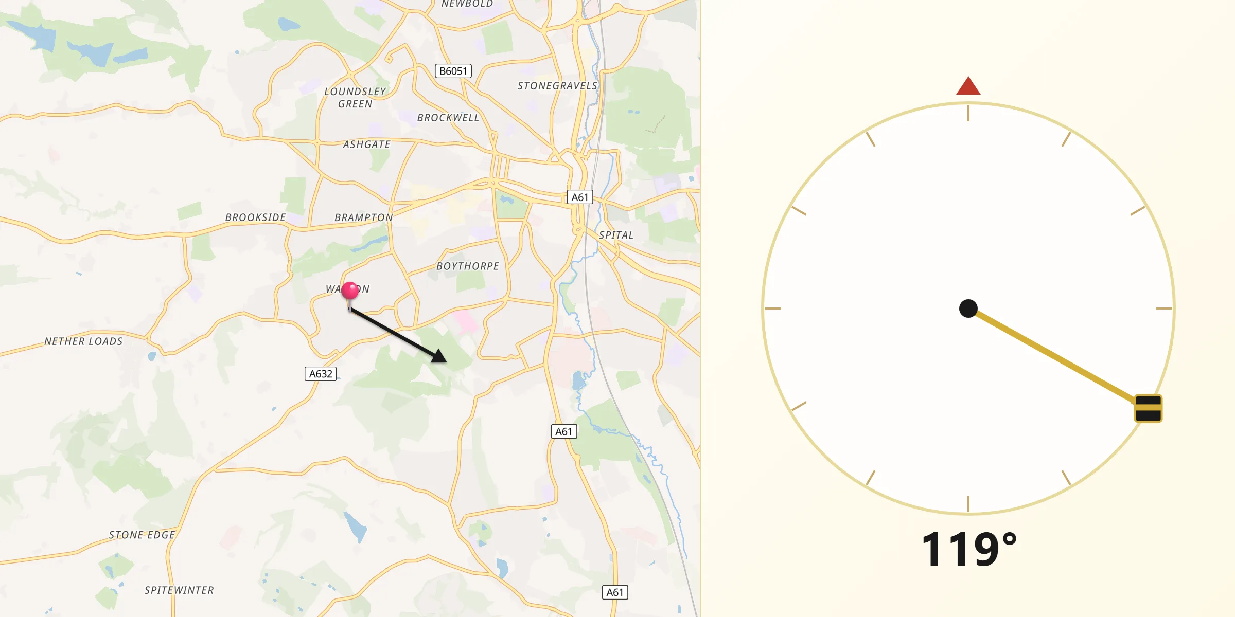 Qibla Direction from Walton