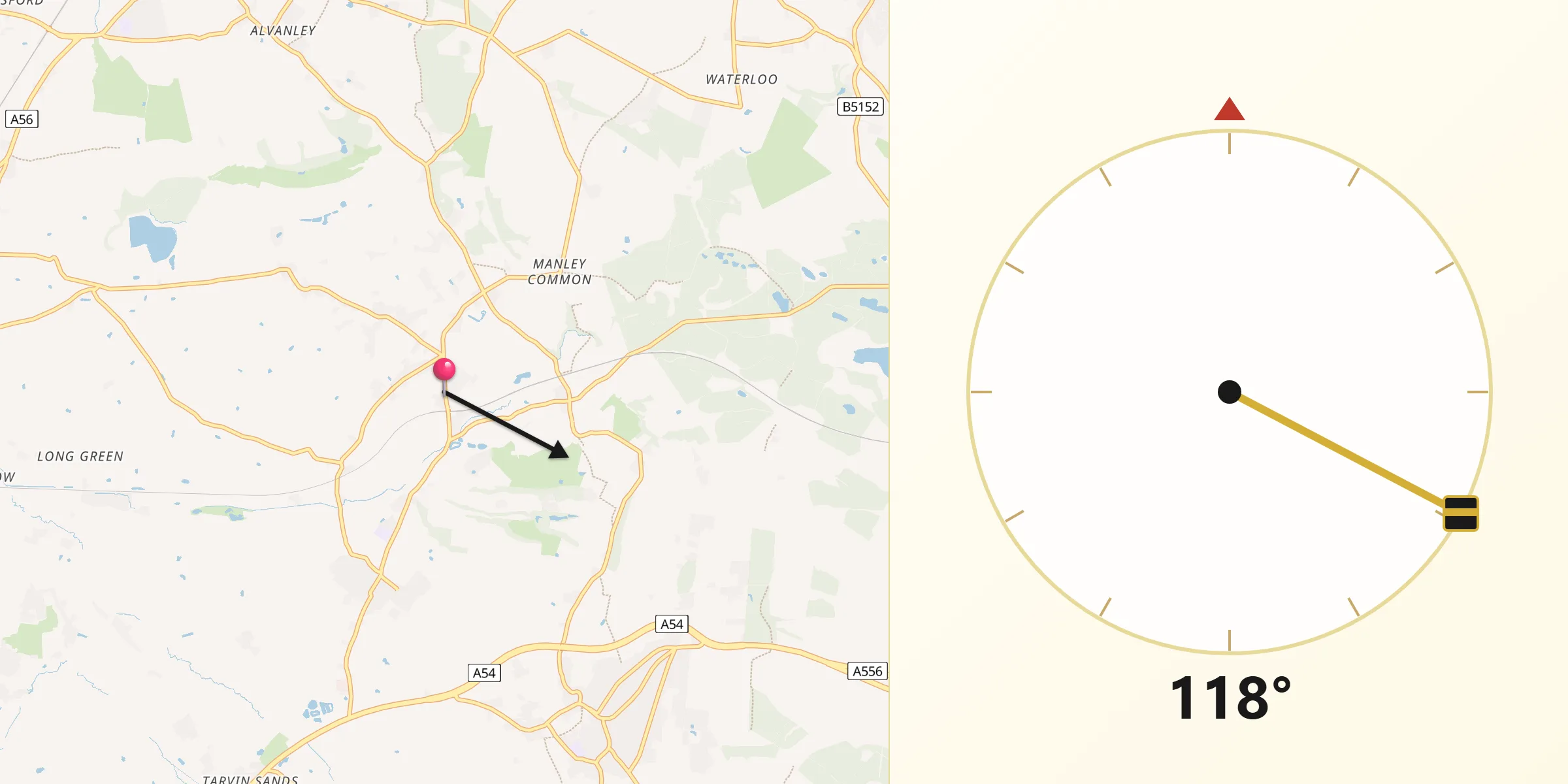 Qibla Direction from Mouldsworth