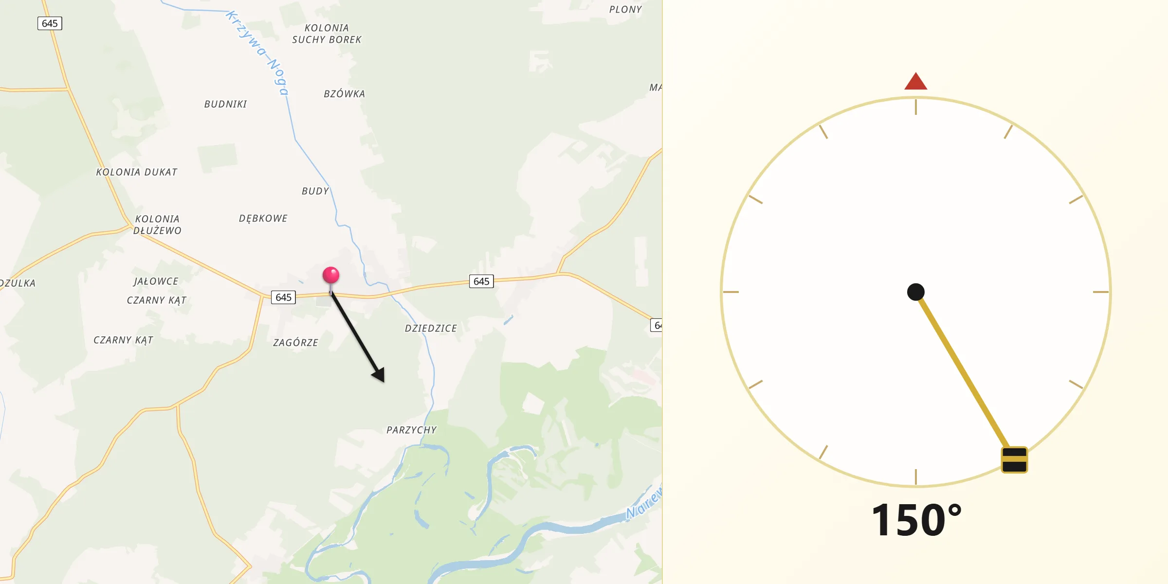 Kierunek Qibla z Zbójna