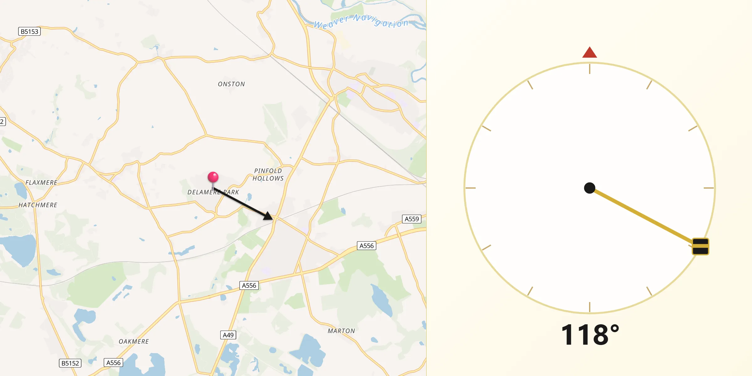 Qibla Direction from Cuddington