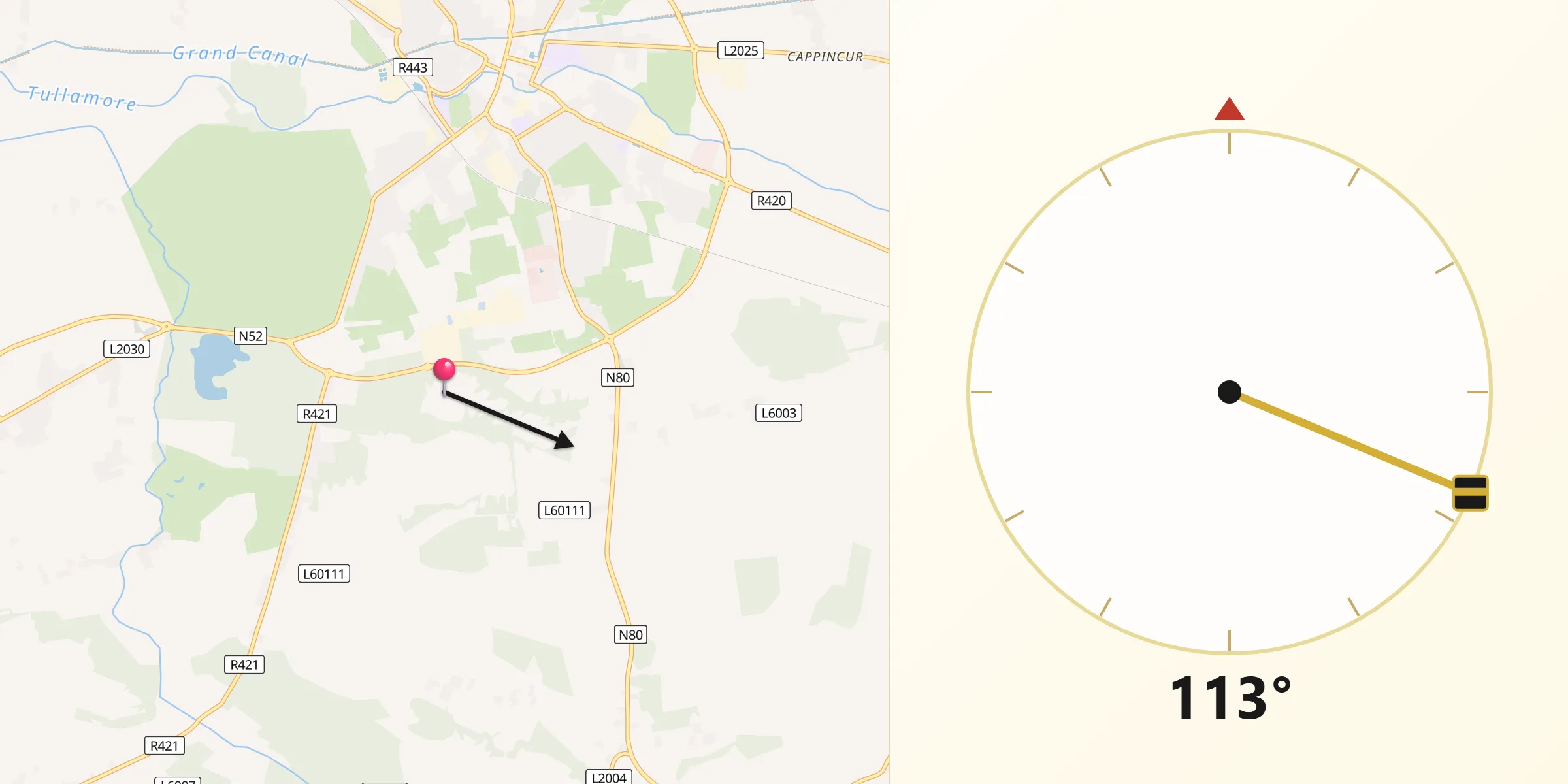 Qibla Direction from Uíbh Fhailí