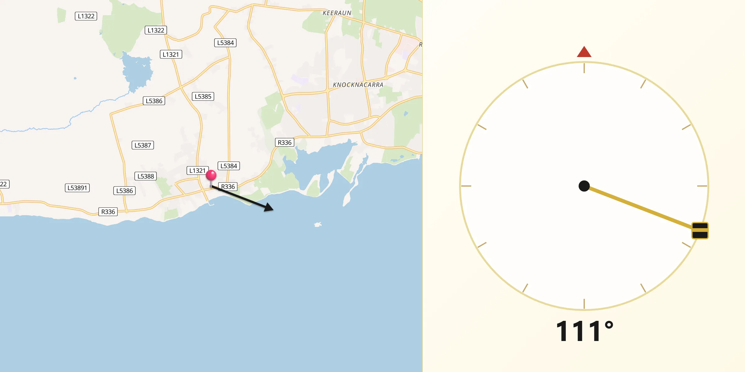 Qibla Direction from Bearna